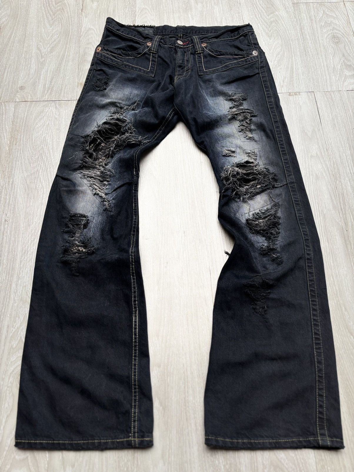 Japanese Brand BLUE WAY/ made in nippon flare jeans Size US 31 - 1 Thumbnail