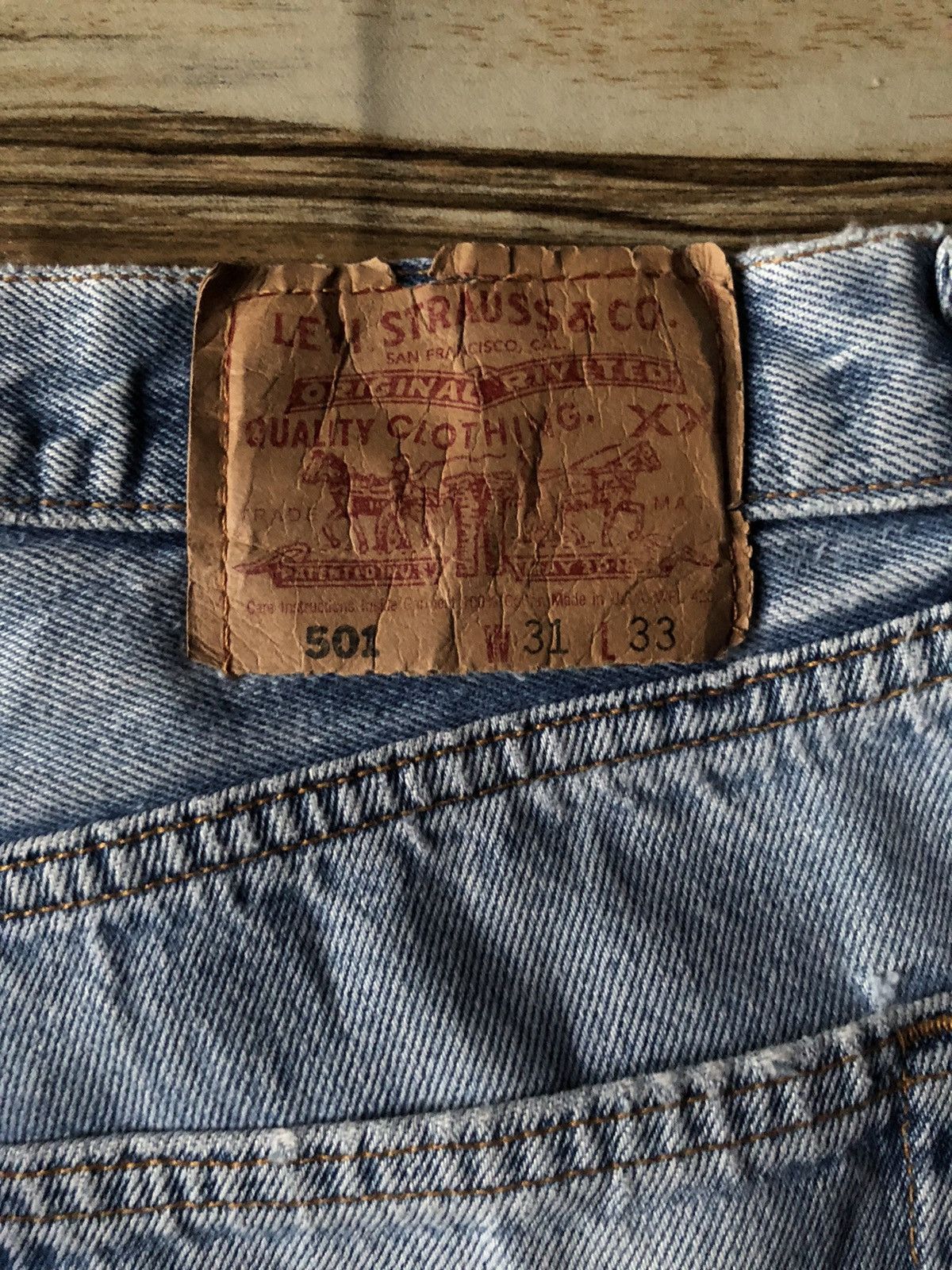 Levi's Vtg Reworked 501 USA Icons Distressed Cropped Blue Denim Size US 29 - 5 Thumbnail