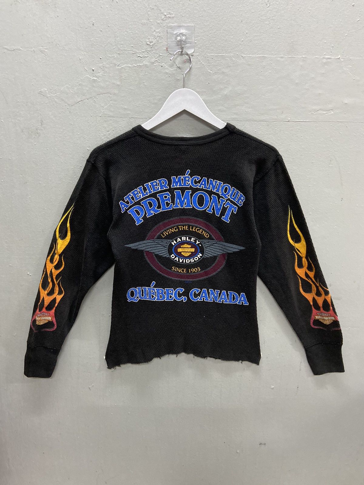 Harley Davidson VINTAGE HARLEY DAVIDSON 80’s CANADA WAFFLE FLAME LONG SLEEVE Size M / US 6-8 / IT 42-44 - 2 Thumbnail