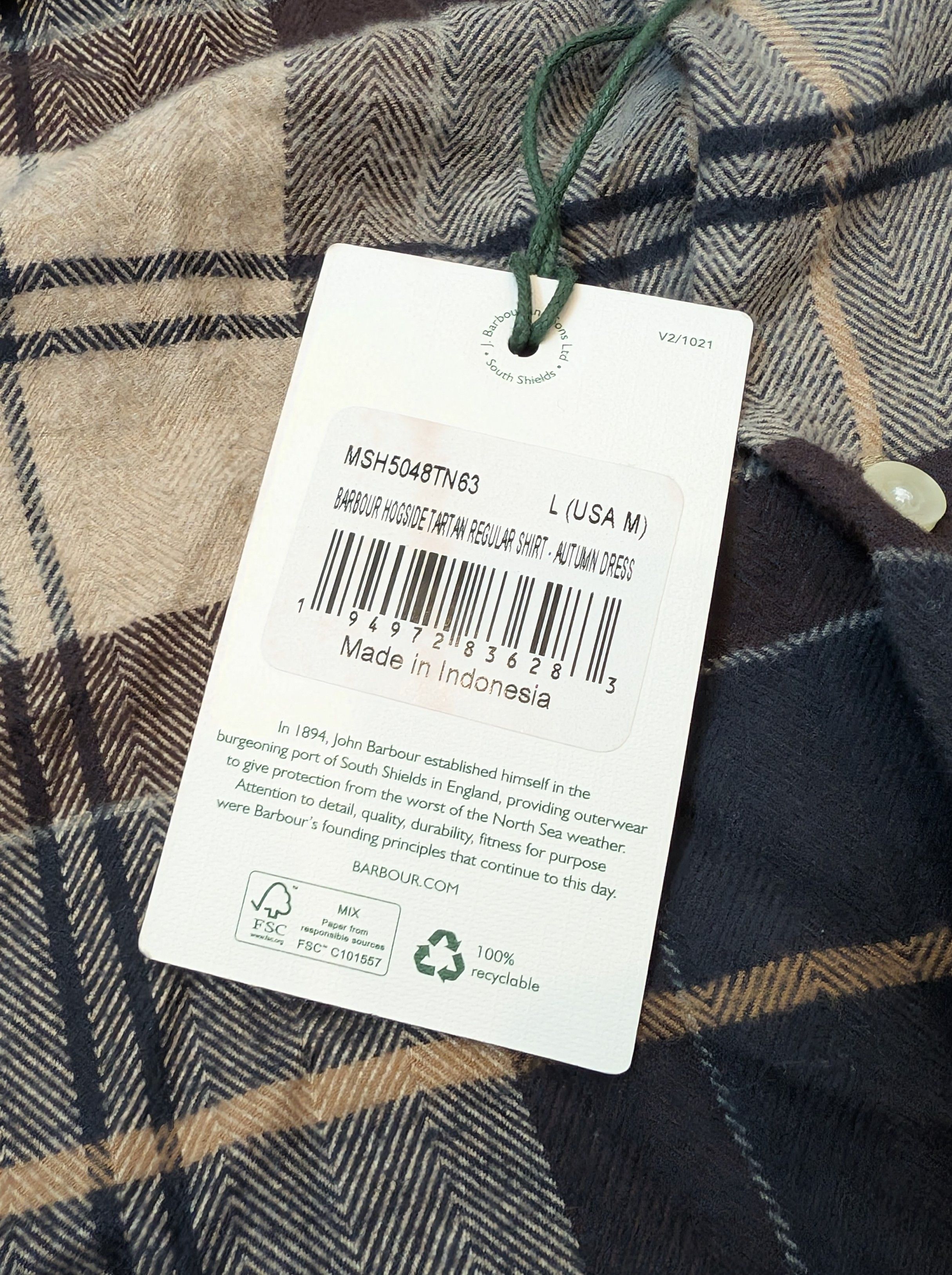Barbour NWT Barbour Hogside Tartan Regular Shirt Size US M / EU 48-50 / 2 - 4 Thumbnail