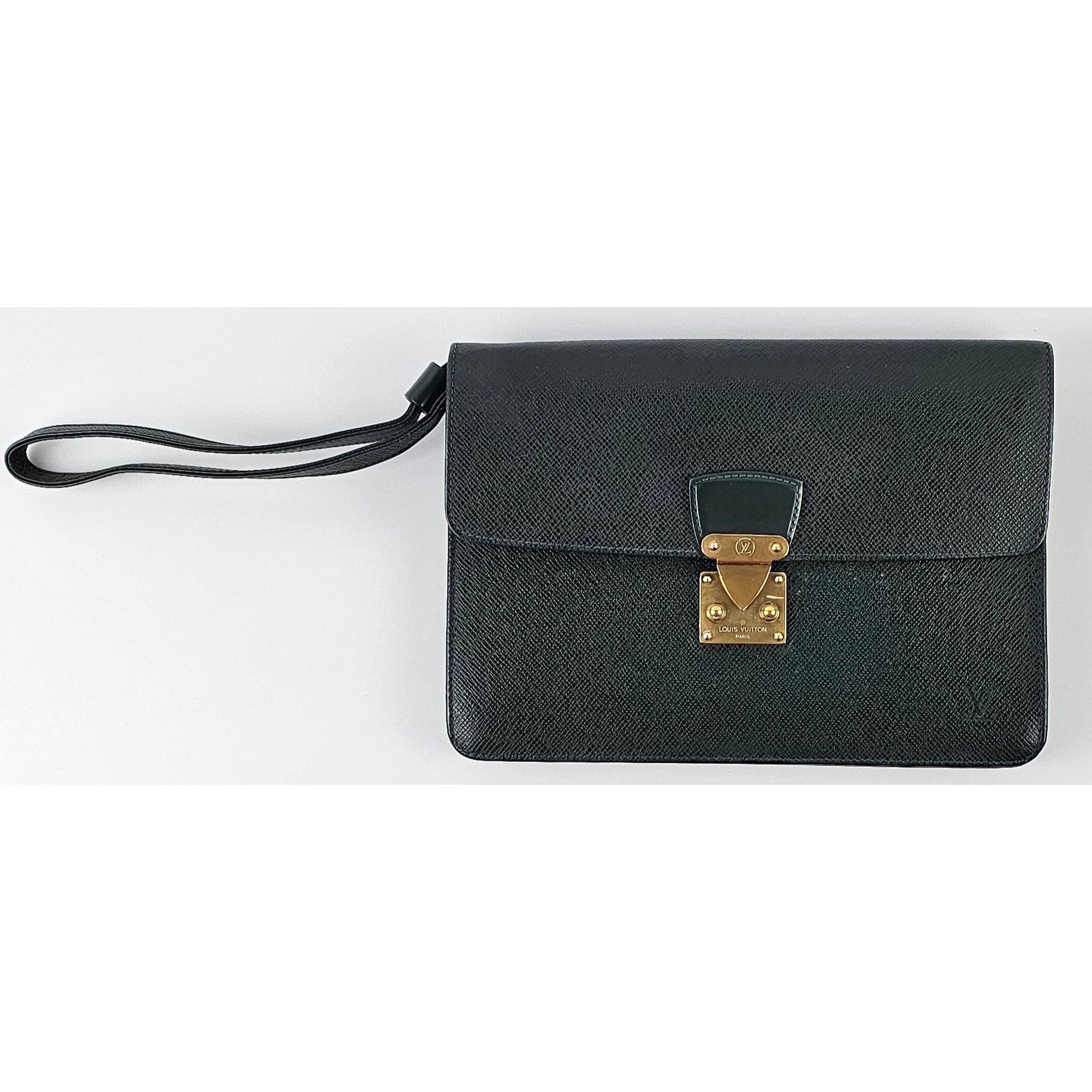 Louis Vuitton LOUIS VUITTON Pochette Clutch Bag Green Taiga Leather Size ONE SIZE - 4 Thumbnail