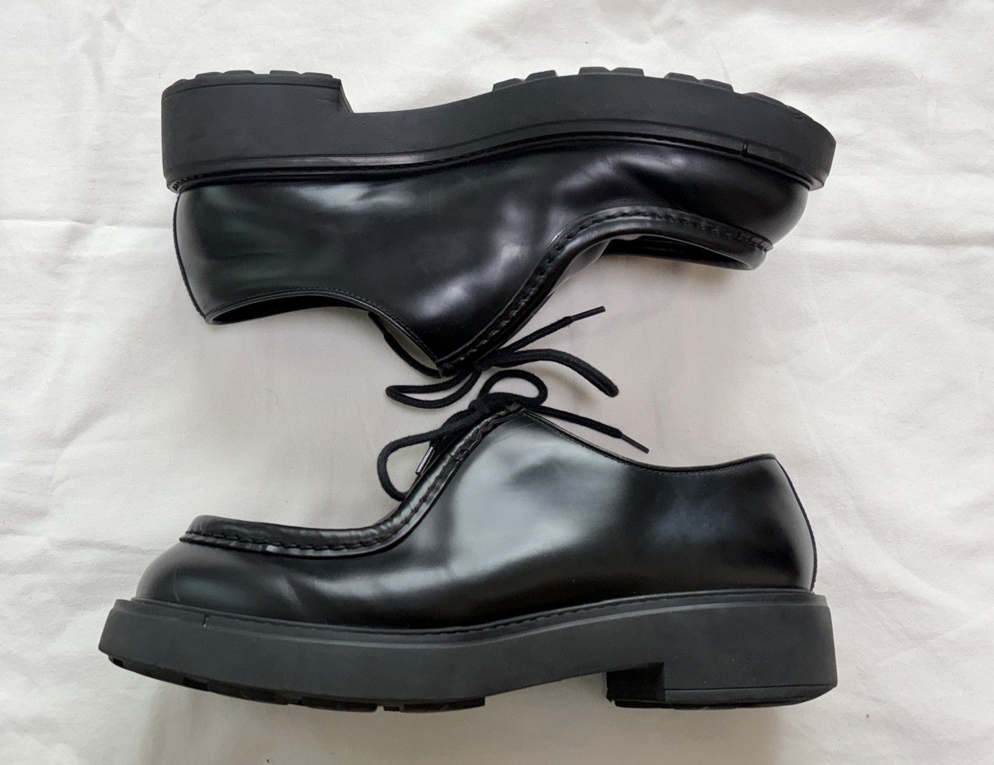 Prada PRADA Opaque Brushed Leather Lace-up Shoes Size US 10.5 / EU 43-44 - 3 Thumbnail