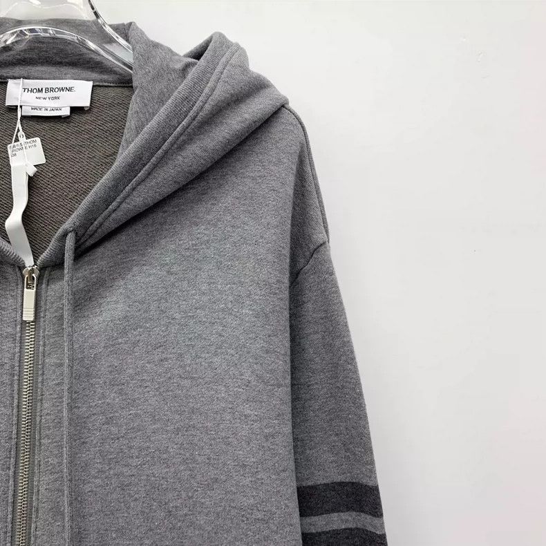 Thom Browne Thom browne Gray classic four-bar cotton hooded drawstring Size US XL / EU 56 / 4 - 3 Thumbnail