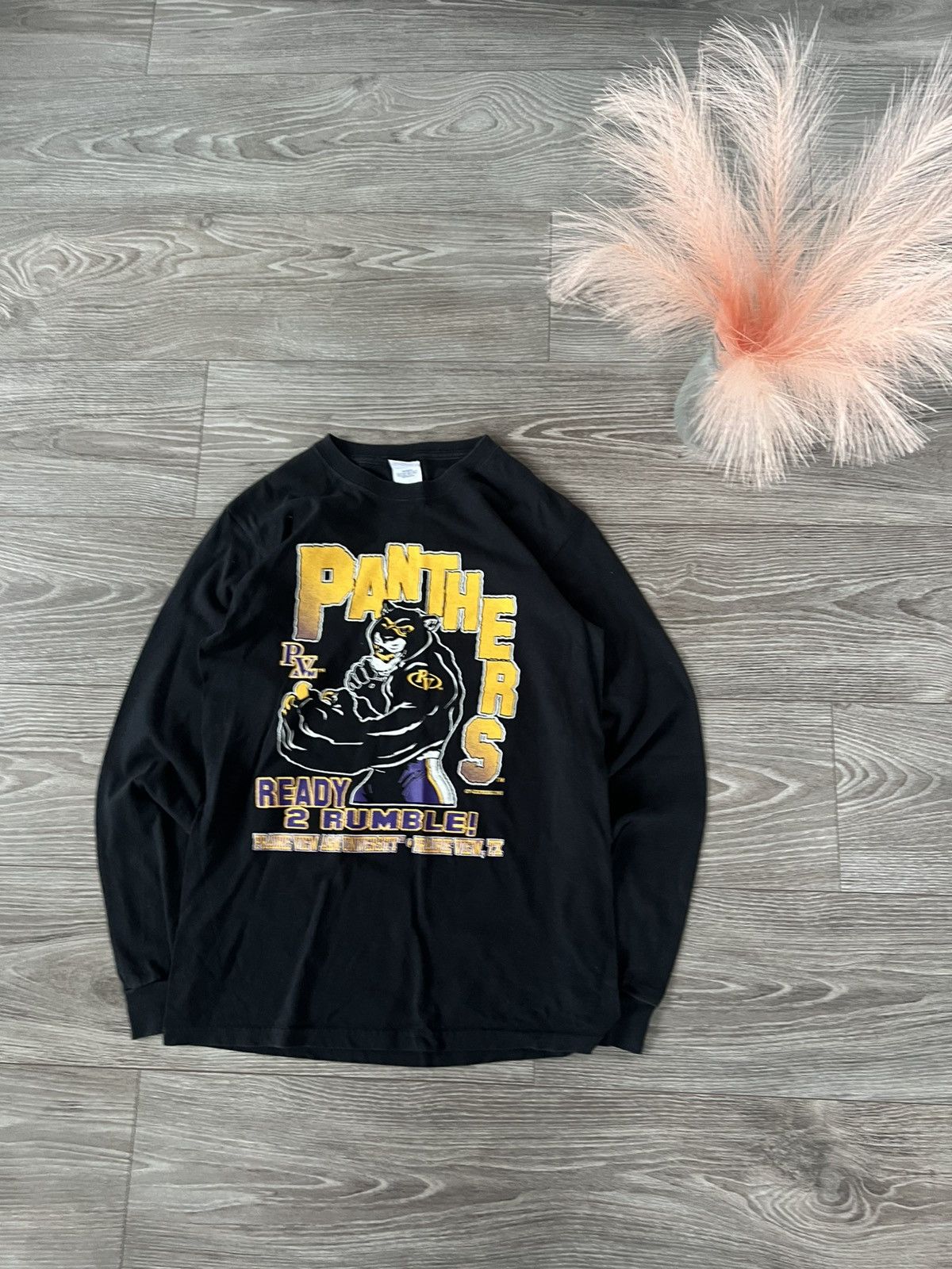Band Tees × Vintage ‼️Panthers by Anvil Big Logo Print Long Sleeve Size US L / EU 52-54 / 3 - 6 Thumbnail