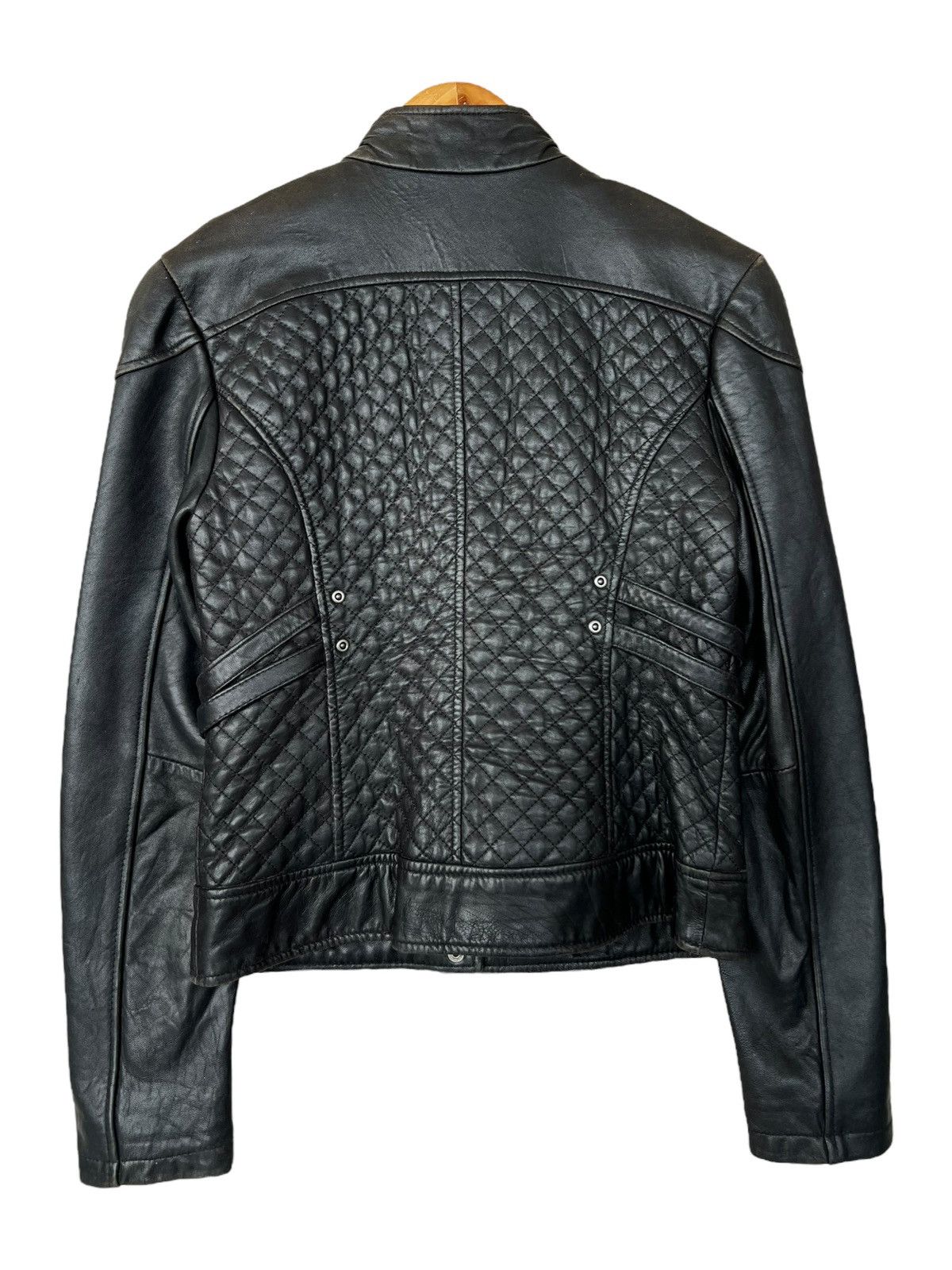 Japanese Brand DKNY Gothic Black Racing Biker Leather Jacket LGB ISWN Size XS / US 0-2 / IT 36-38 - 2 Thumbnail