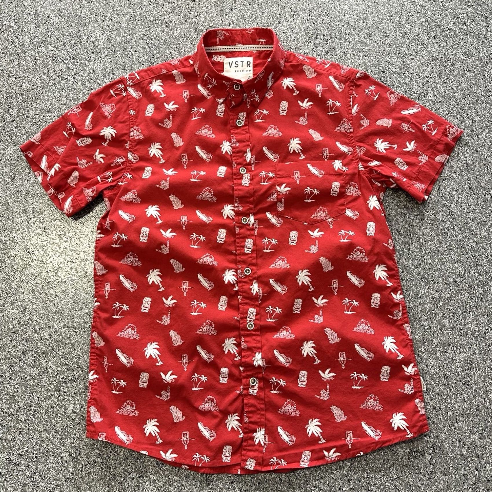 Vintage VSTR Premium Hawaiian Shirt Men's S Red Short Sleeve Button Up Lightweight Tiki Shirt Size US S / EU 44-46 / 1 - 2 Thumbnail