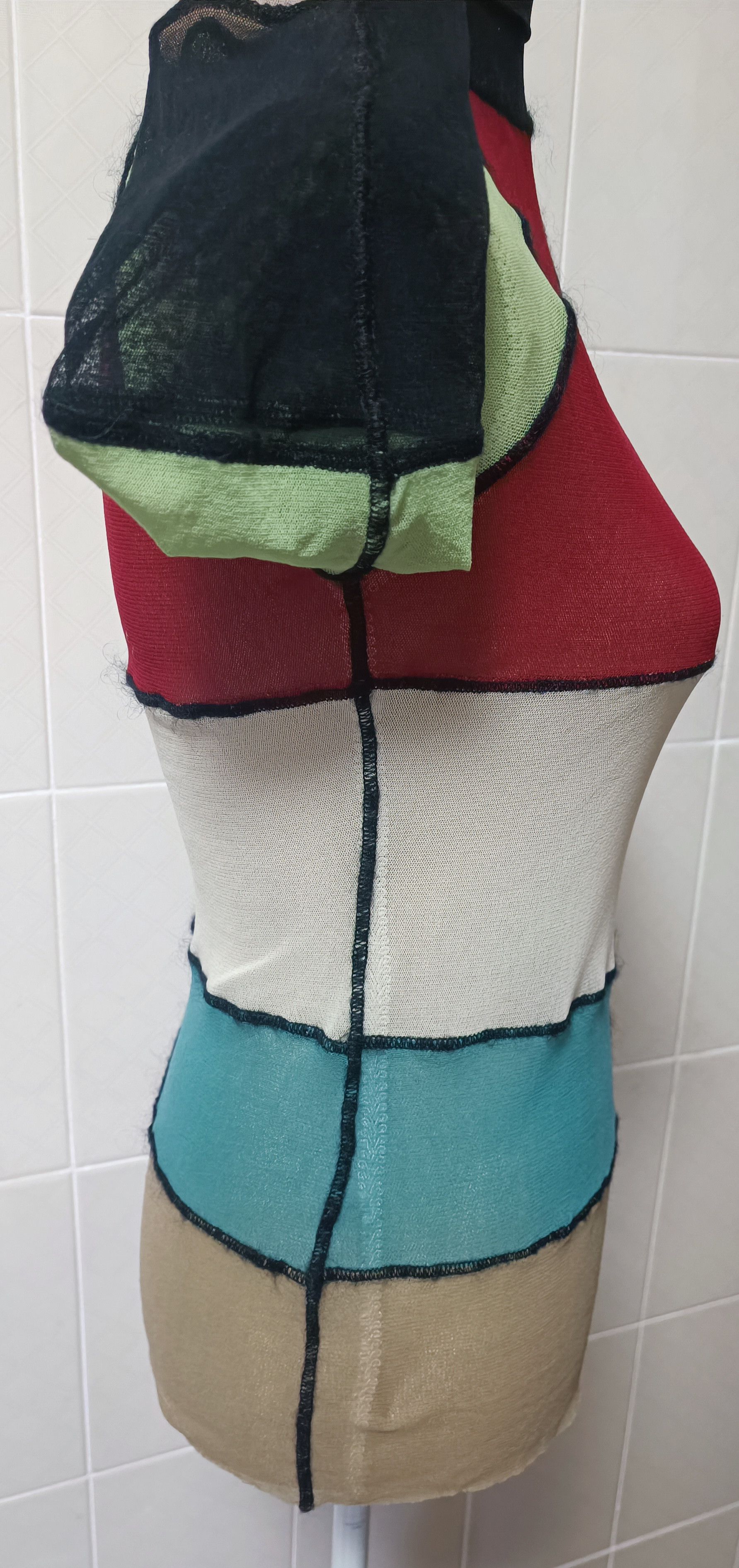 Jean Paul Gaultier 90's - color block turtleneck mesh top Size L / US 10 / IT 46 - 24 Thumbnail