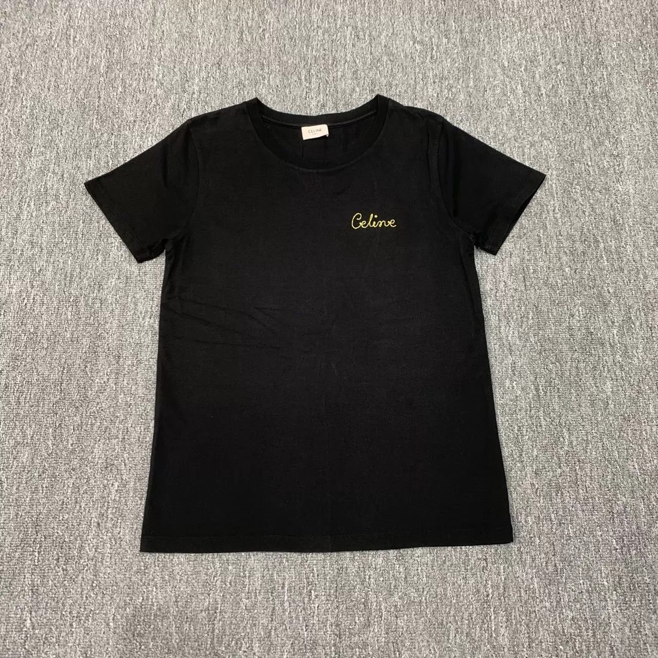 Celine Celine Black Gold Logo Short Sleeve Tee S 95 New Size S / US 4 / IT 40 - 1 Thumbnail