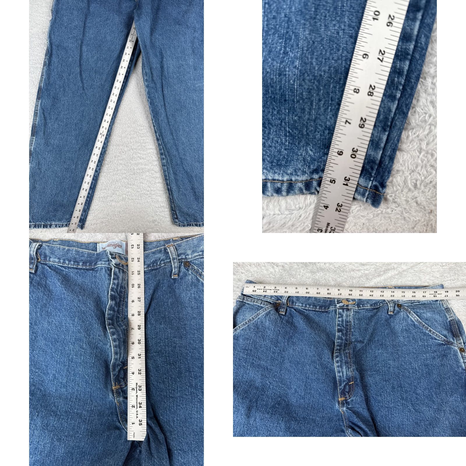 Wrangler Wrangler Jeans Mens 40 Blue Denim Carpenter Fit Hammer Loop Triple Stitched Seam Boots Cut Slim Size US 40 / EU 56 - 8 Thumbnail