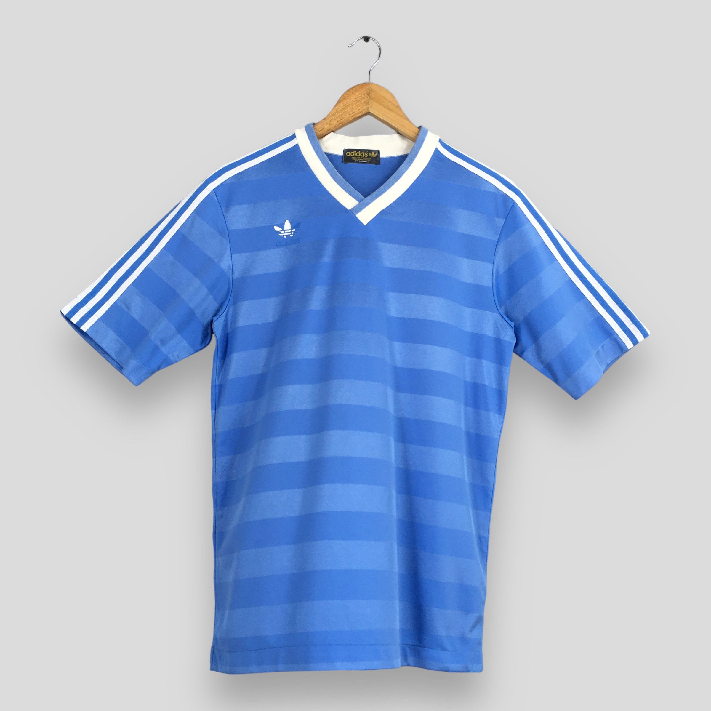 Adidas Vintage 90's Adidas Trefoil Blue Jersey Small Size US S / EU 44-46 / 1 - 1 Thumbnail