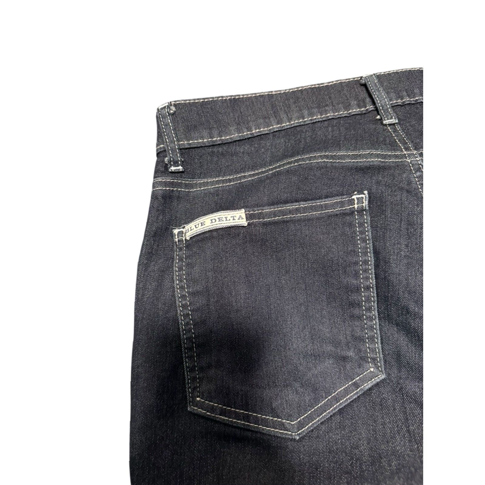 Delta Tom James Jeans Mens 31x28 Delta Blue Denim Tapered Stretch Dark Wash USA Regular 31in Inseam Pockets Size US 31 - 6 Thumbnail