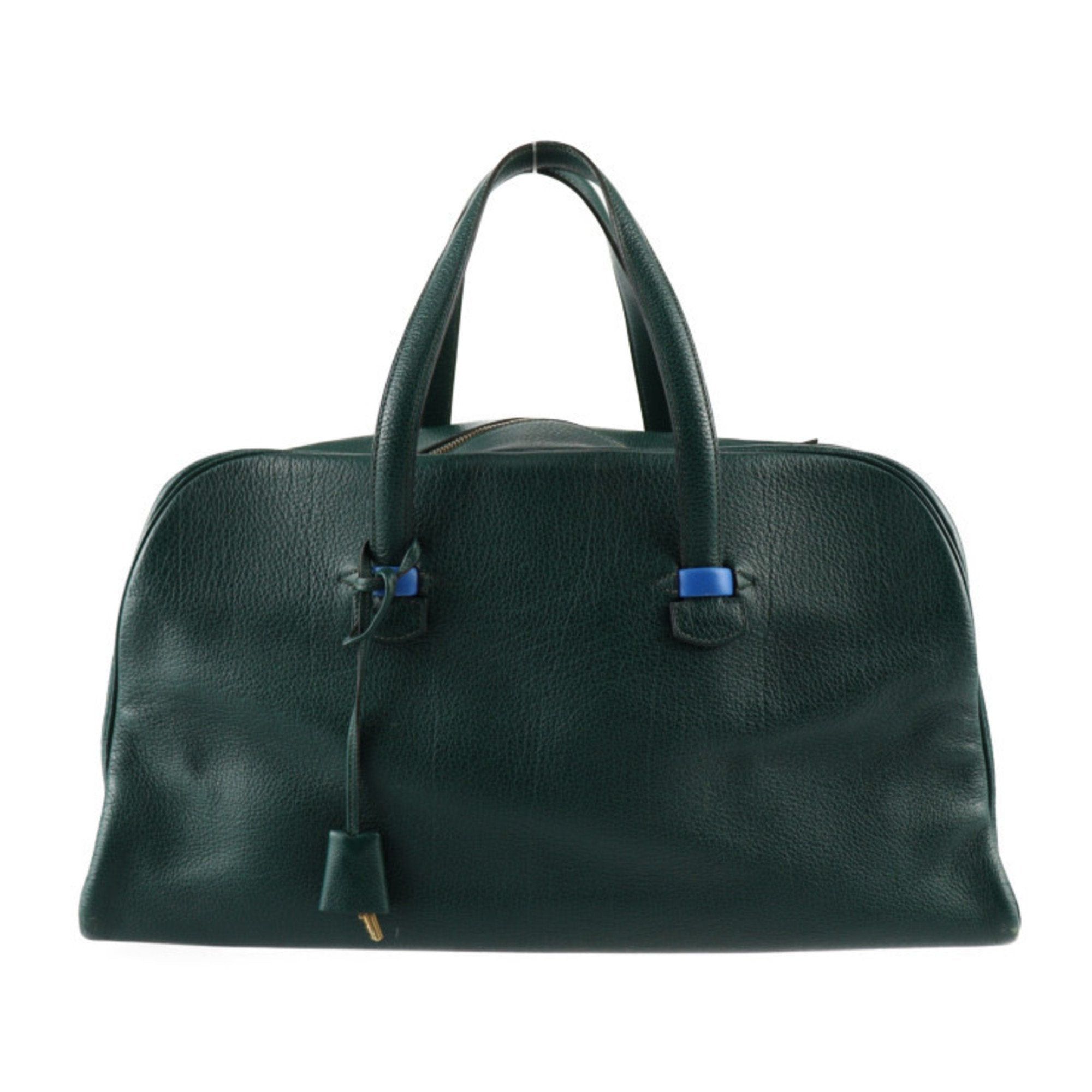 image of Hermes Gallop 50 Boston Bag Buffle Green Handbag 〇Y Stamped, Women's