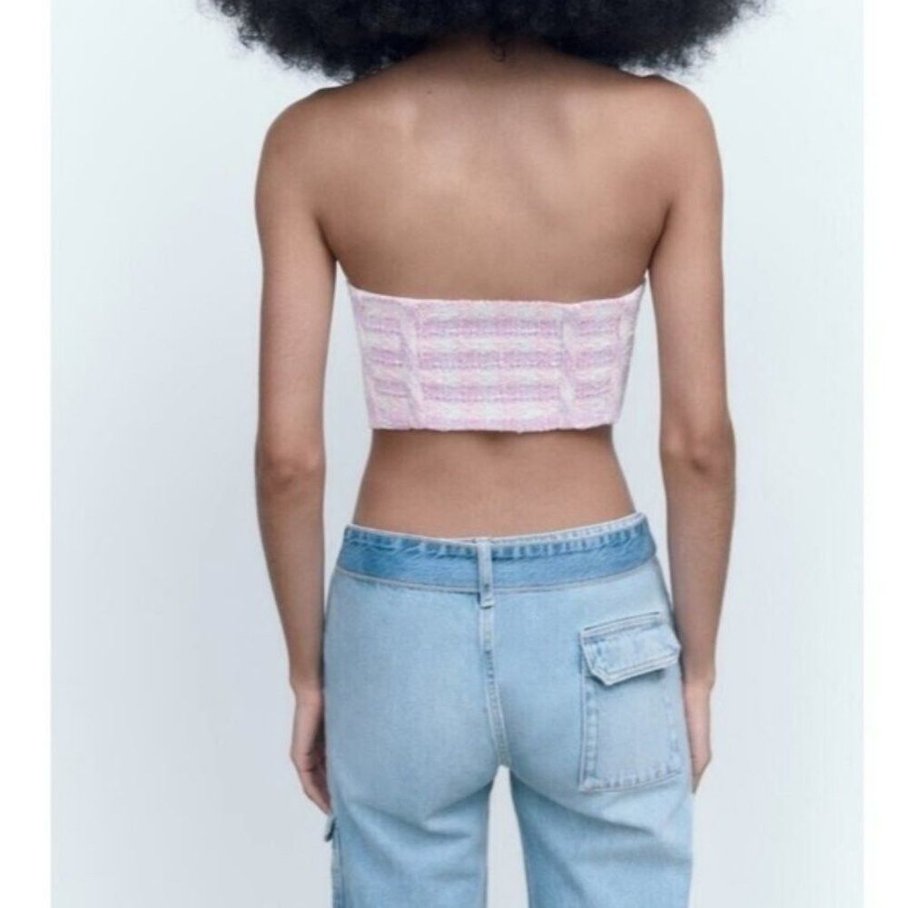 Zara NWT New Zara Tweed Crop Tube Top Size S Size S / US 4 / IT 40 - 3 Thumbnail