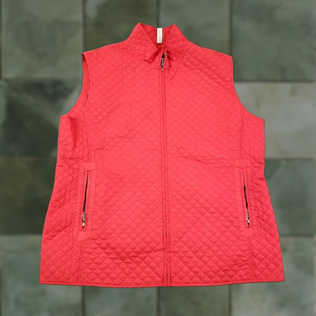 Vintage Elena Mirò Womens Red Quilted Vest Full Zip Outdoor Jacket Size 14 Size XL / US 12-14 / IT 48-50 - 1 Thumbnail