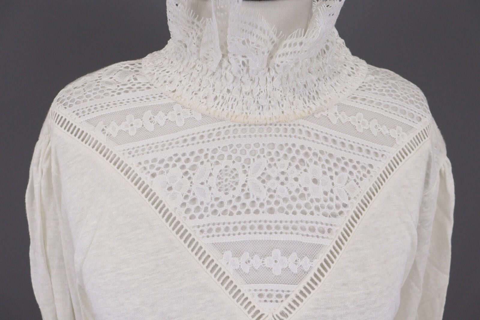 Designer Claudie Pierlot Teacher White Floral Blouse Shirt Size 3 Size M / US 6-8 / IT 42-44 - 5 Thumbnail
