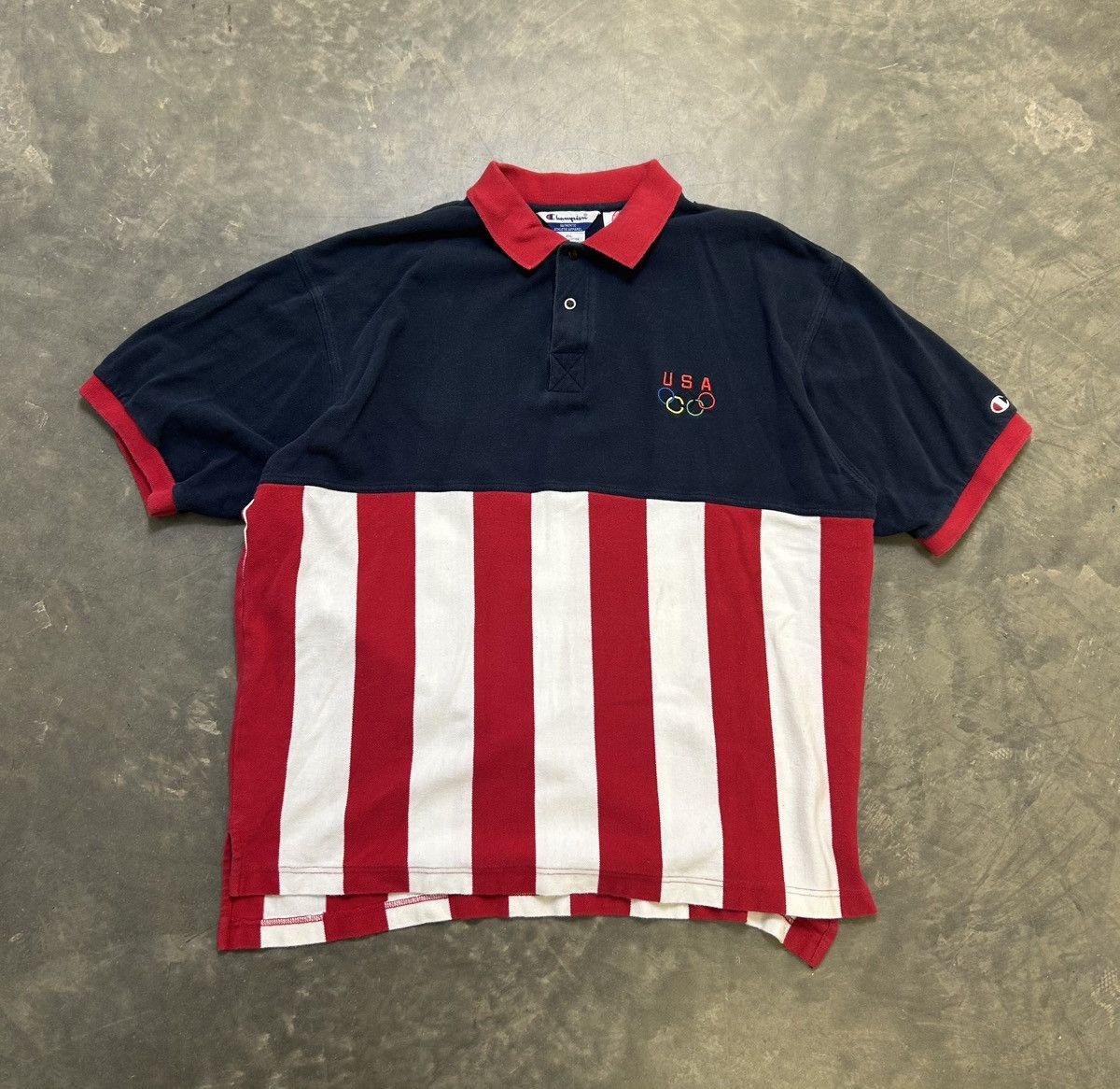 Champion × Vintage USA Olympics Flag Champion Vintage Polo Shirt Size US XXL / EU 58 / 5 - 1 Thumbnail