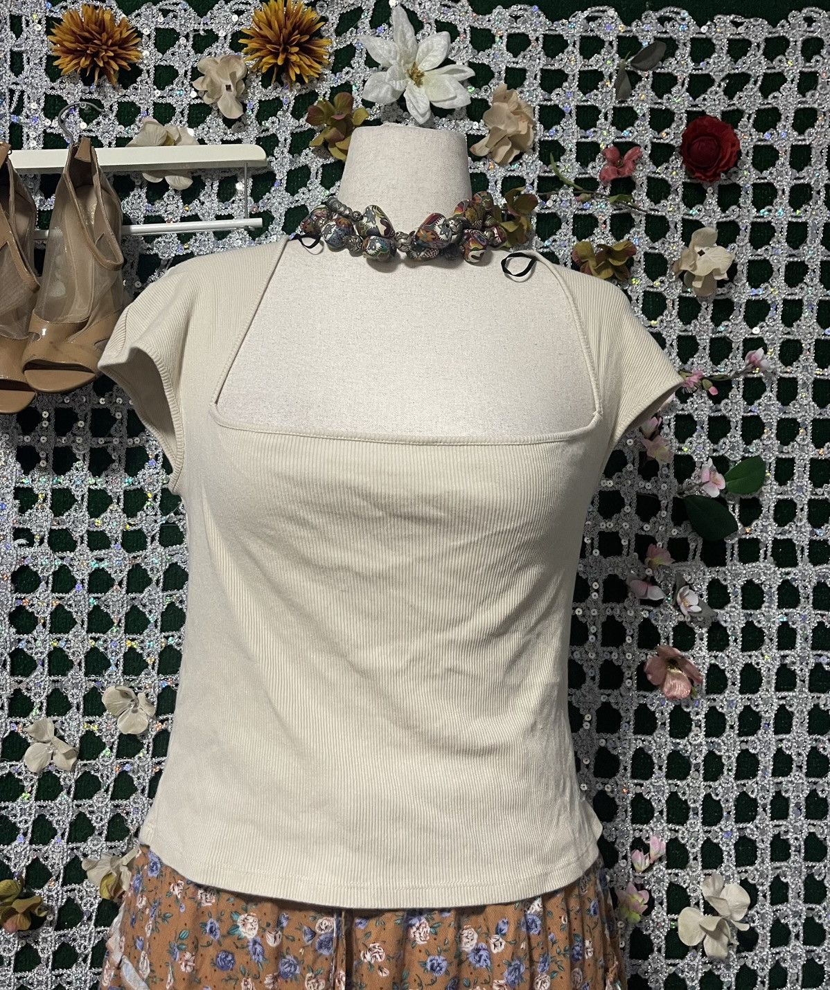 Other Cream ribbed halter top Size M / US 6-8 / IT 42-44 - 2 Thumbnail