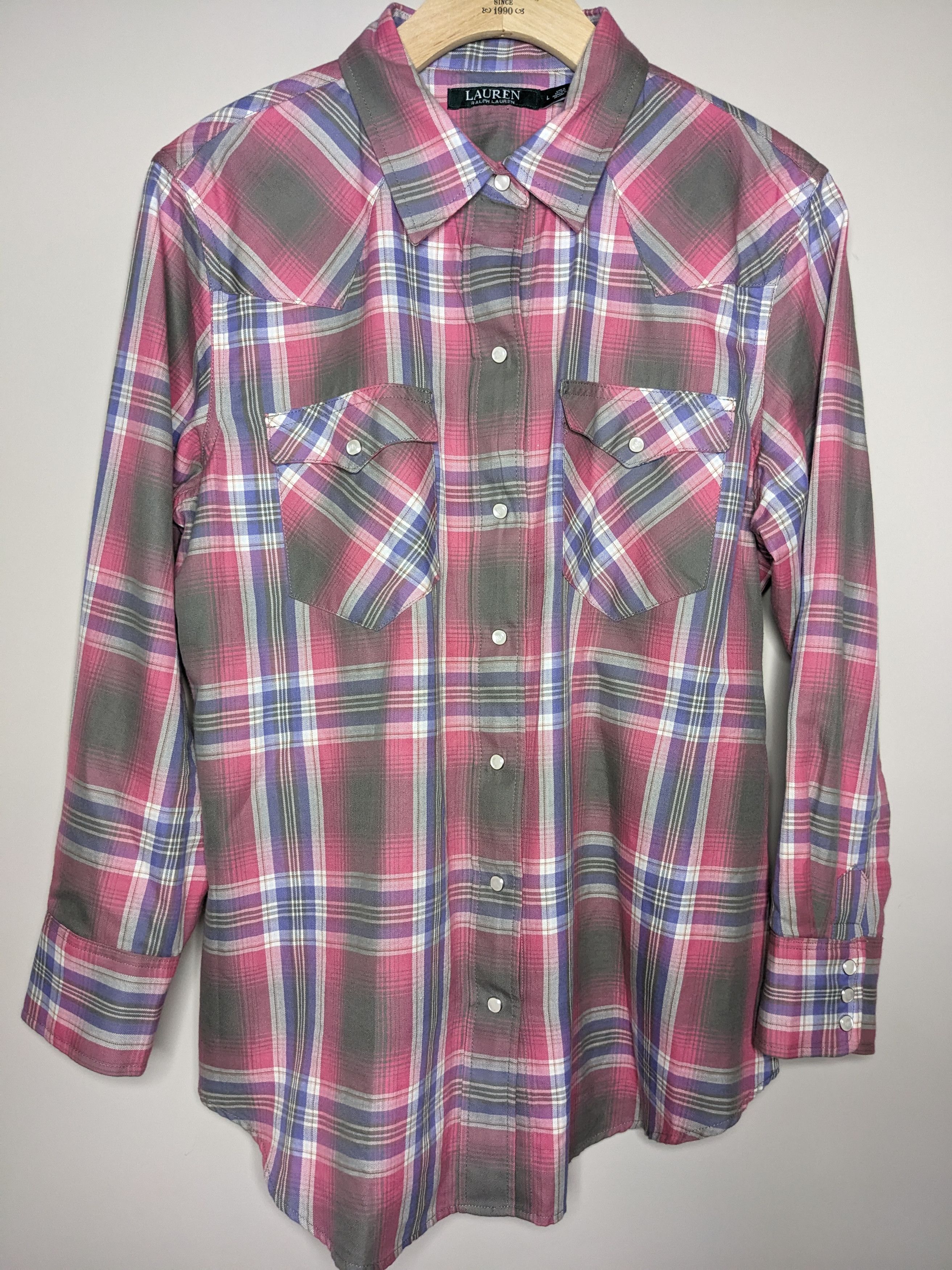 Lauren Ralph Lauren Ralph Lauren Plaid Pearl Snap Shirt Woman Large Pink Western Size L / US 10 / IT 46 - 2 Thumbnail