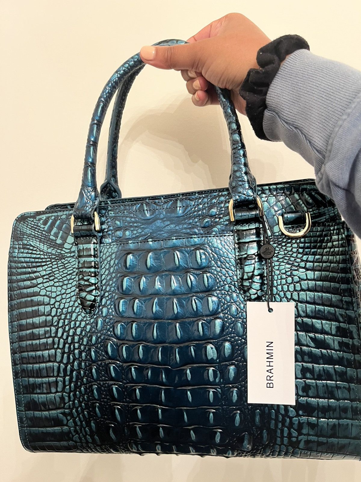 Brand New Blue Patina Brahmin
