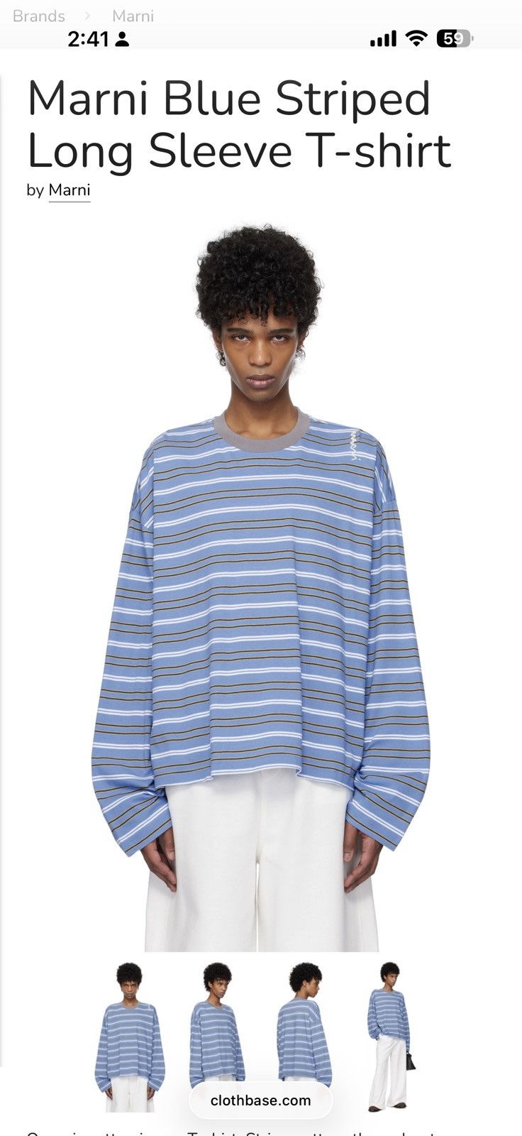 Marni Marni Blue Striped Long Sleeve T-shirt Size US L / EU 52-54 / 3 - 6 Thumbnail