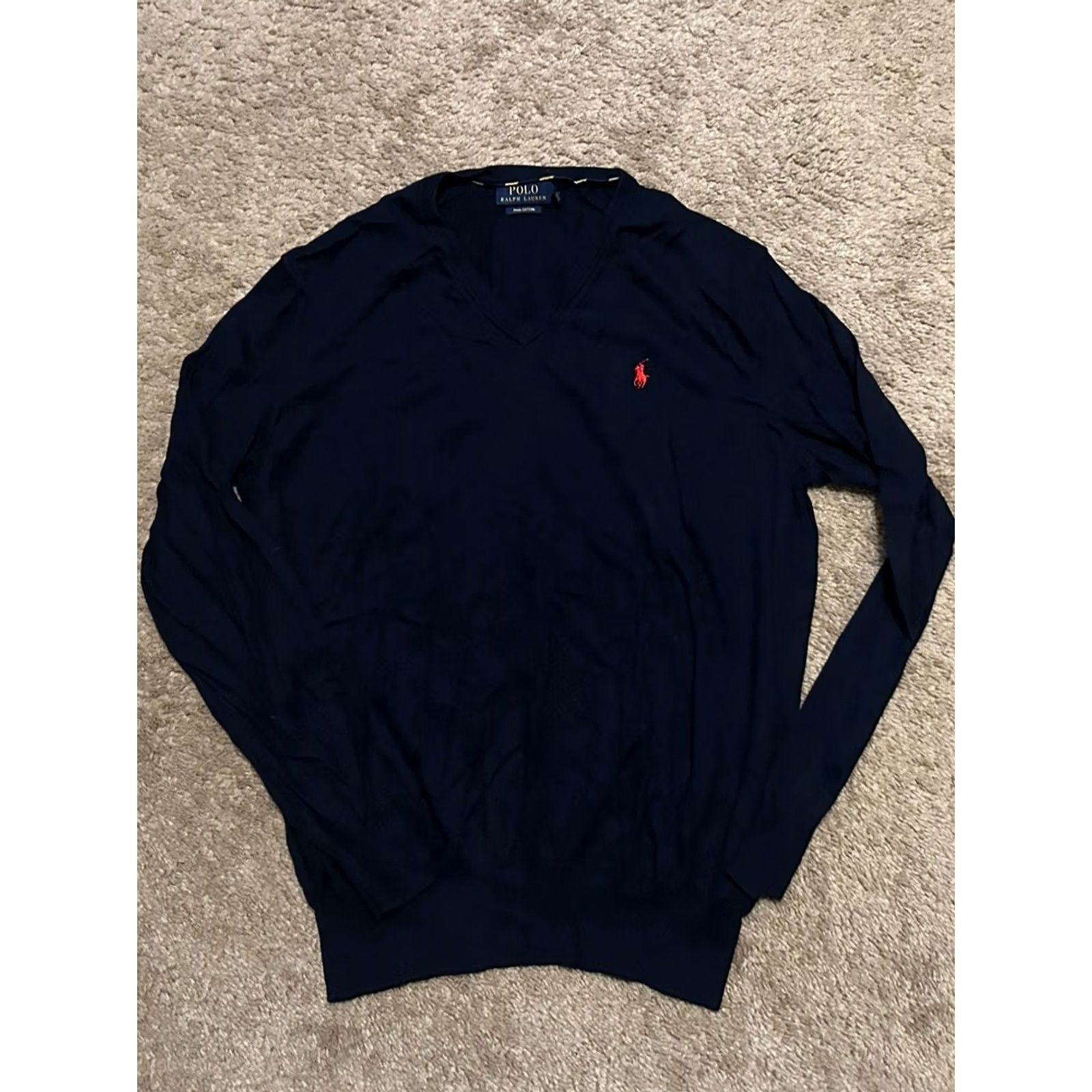 Polo Ralph Lauren Original Title: Polo Ralph Lauren Sweatshirt Mens Large Pullover V Neck Pima Cotton Pony Blue Size US L / EU 52-54 / 3 - 2 Thumbnail