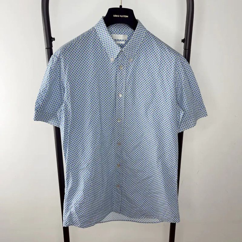 Alexander McQueen Alexander McQueen Blue Cotton Short Sleeve Shirt 0089 Size US XL / EU 56 / 4 - 1 Thumbnail