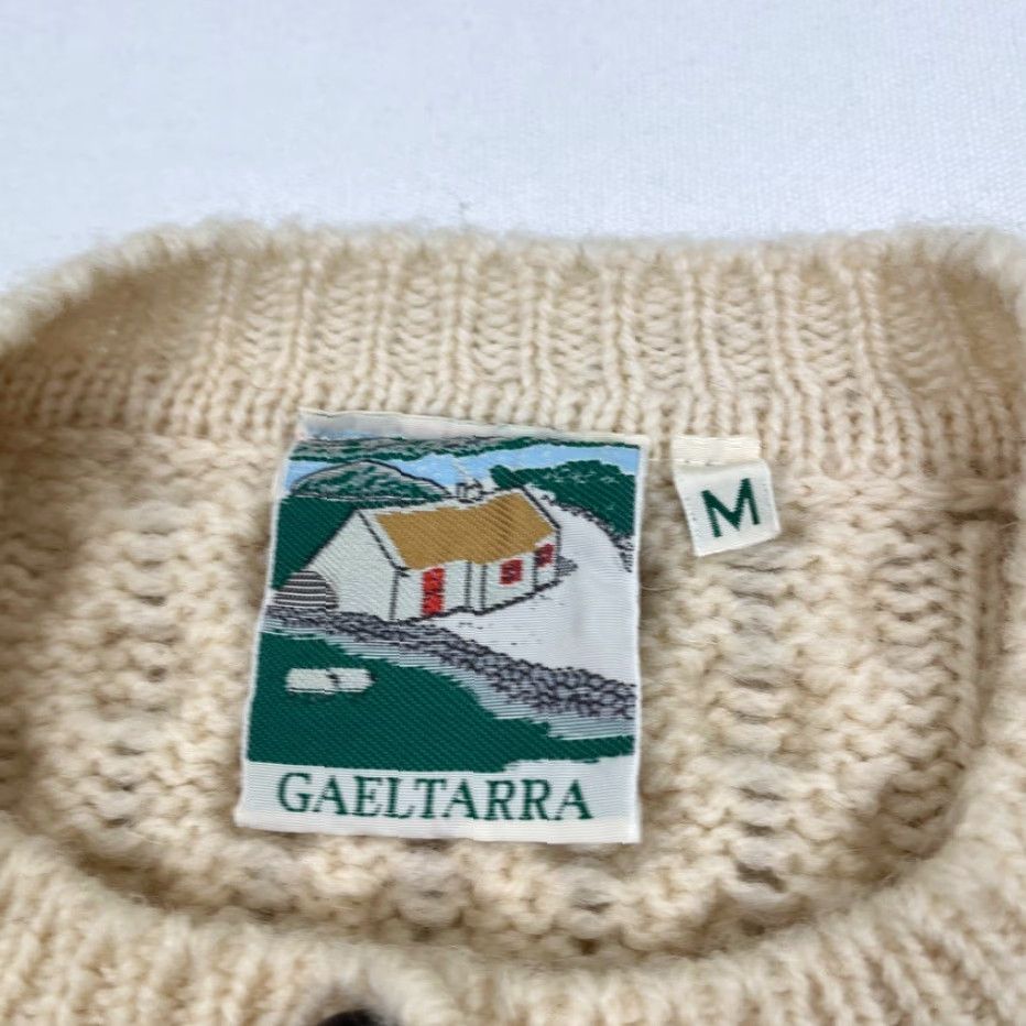 Vintage Gaeltarra Cardigan Sweater Womens M Oversized Cream Beige New Wool Cable Knit Size M / US 6-8 / IT 42-44 - 2 Thumbnail