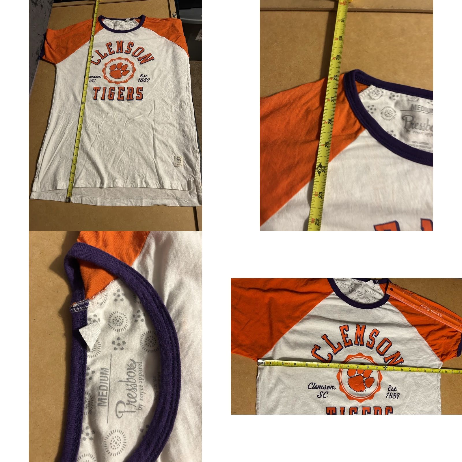 Vintage VINTAGE Clemson University Tigers Ringer Shirt Women Medium White Orange Press Box Size M / US 6-8 / IT 42-44 - 10 Thumbnail