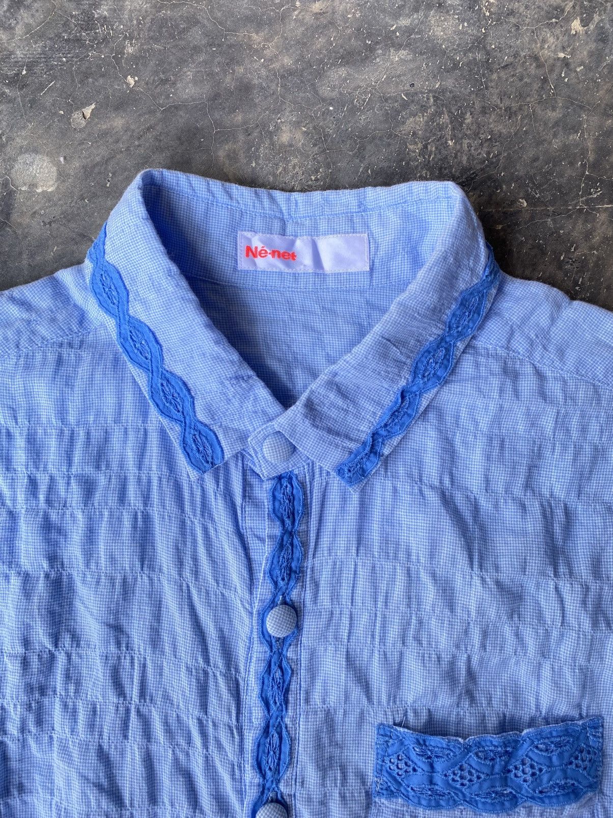 Ne-Net Né-net Sky Blue Lace-Trimmed Blouse Size S / US 4 / IT 40 - 3 Thumbnail