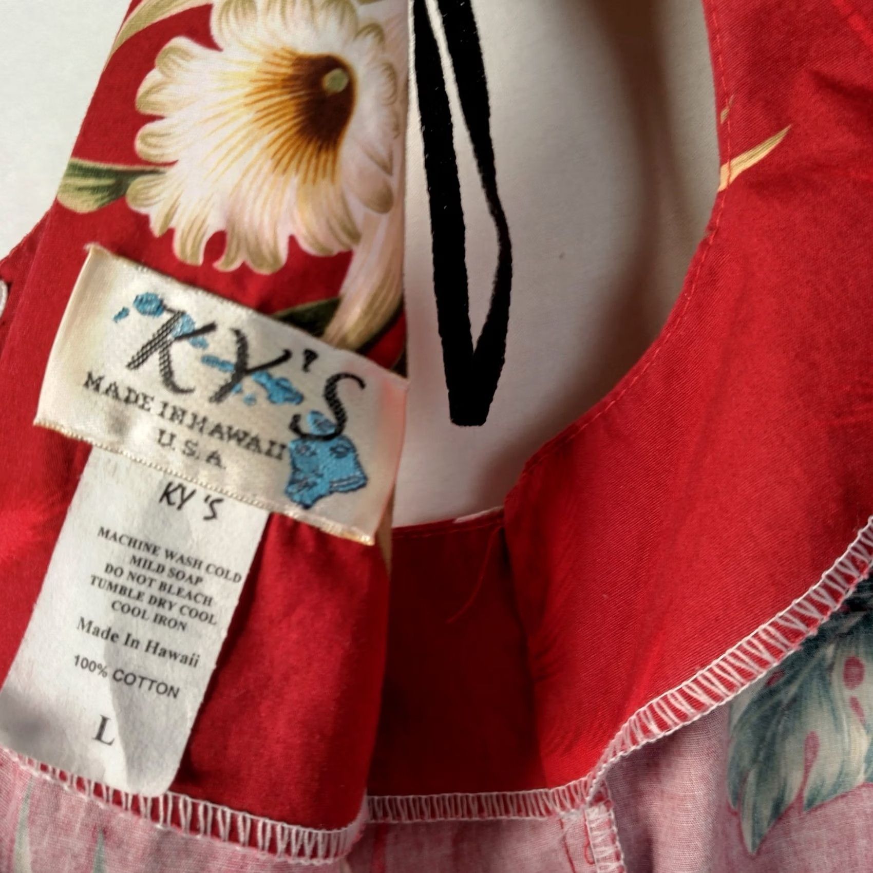 Vintage VINTAGE Ky's Dress Womens L Red Hawaiian Print Large White Floral Tropical Aloha Sundress Size L / US 10 / IT 46 - 3 Thumbnail