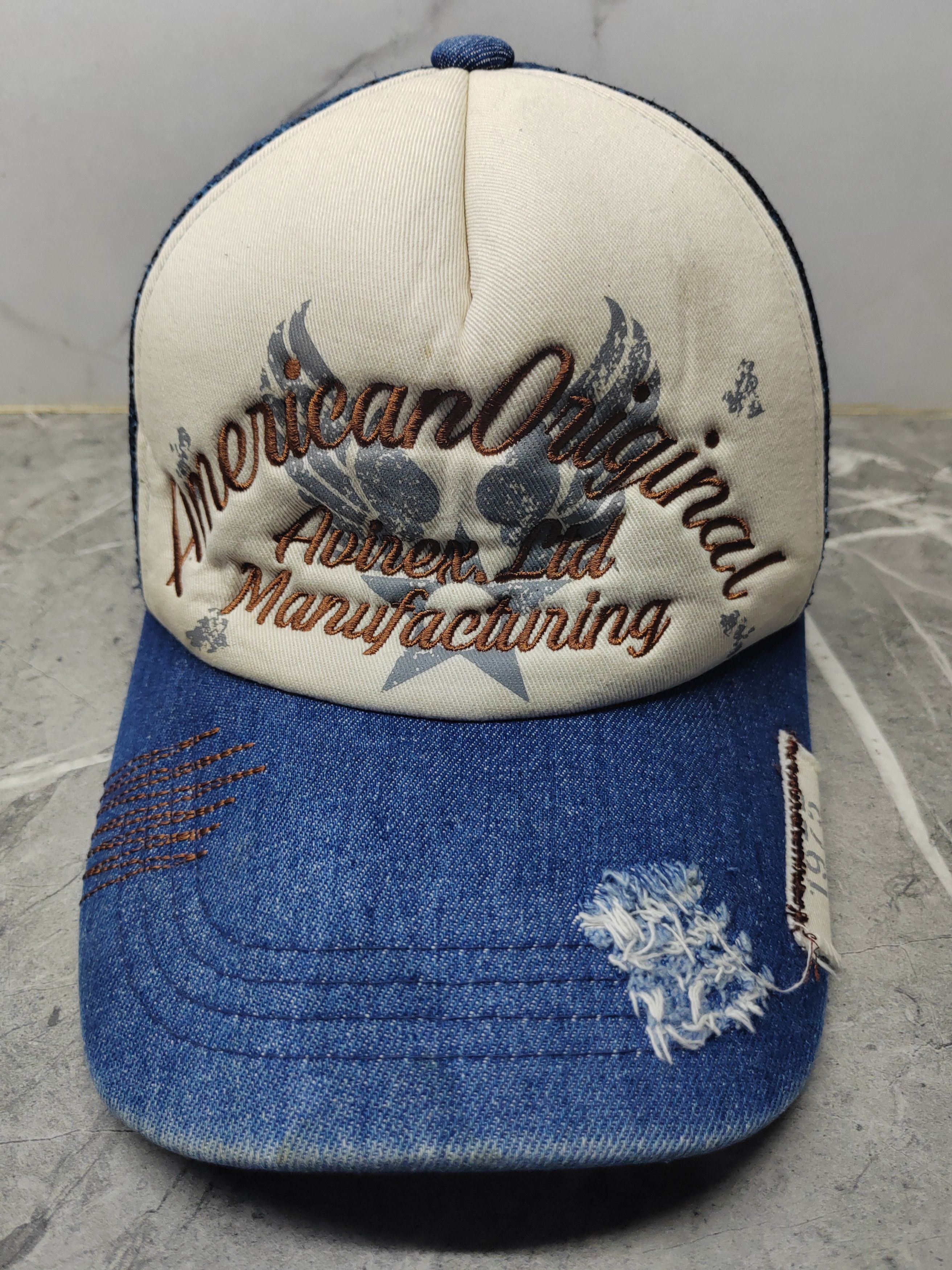 Avirex Vintage Avirex Denim DIstressed Style Trucker Cap Hat Size ONE SIZE - 2 Thumbnail