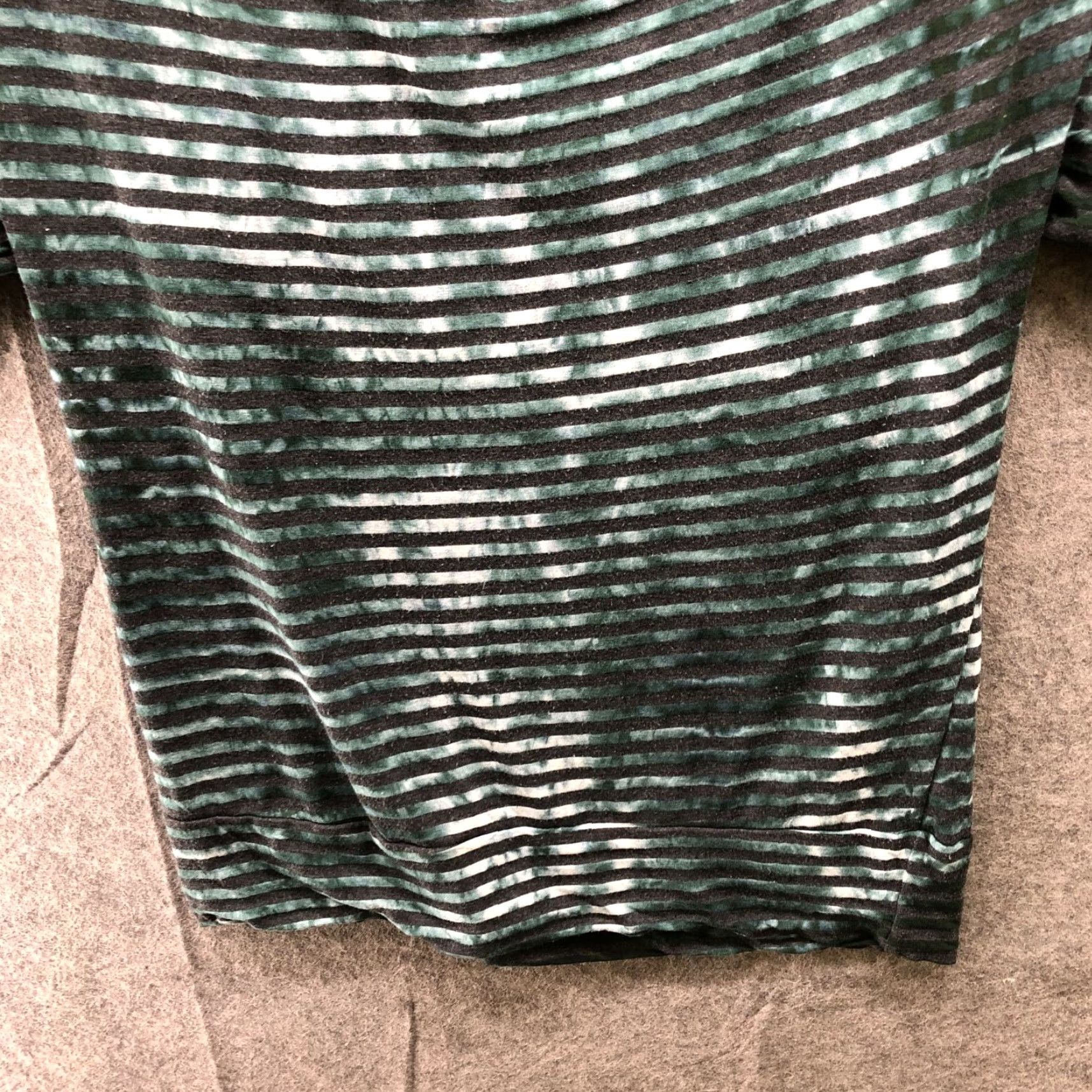 Michael Stars Michael Stars 3/4 Sleeve T Shirt Womens One Size Green Striped Cowl Neck Pima Size ONE SIZE - 4 Thumbnail
