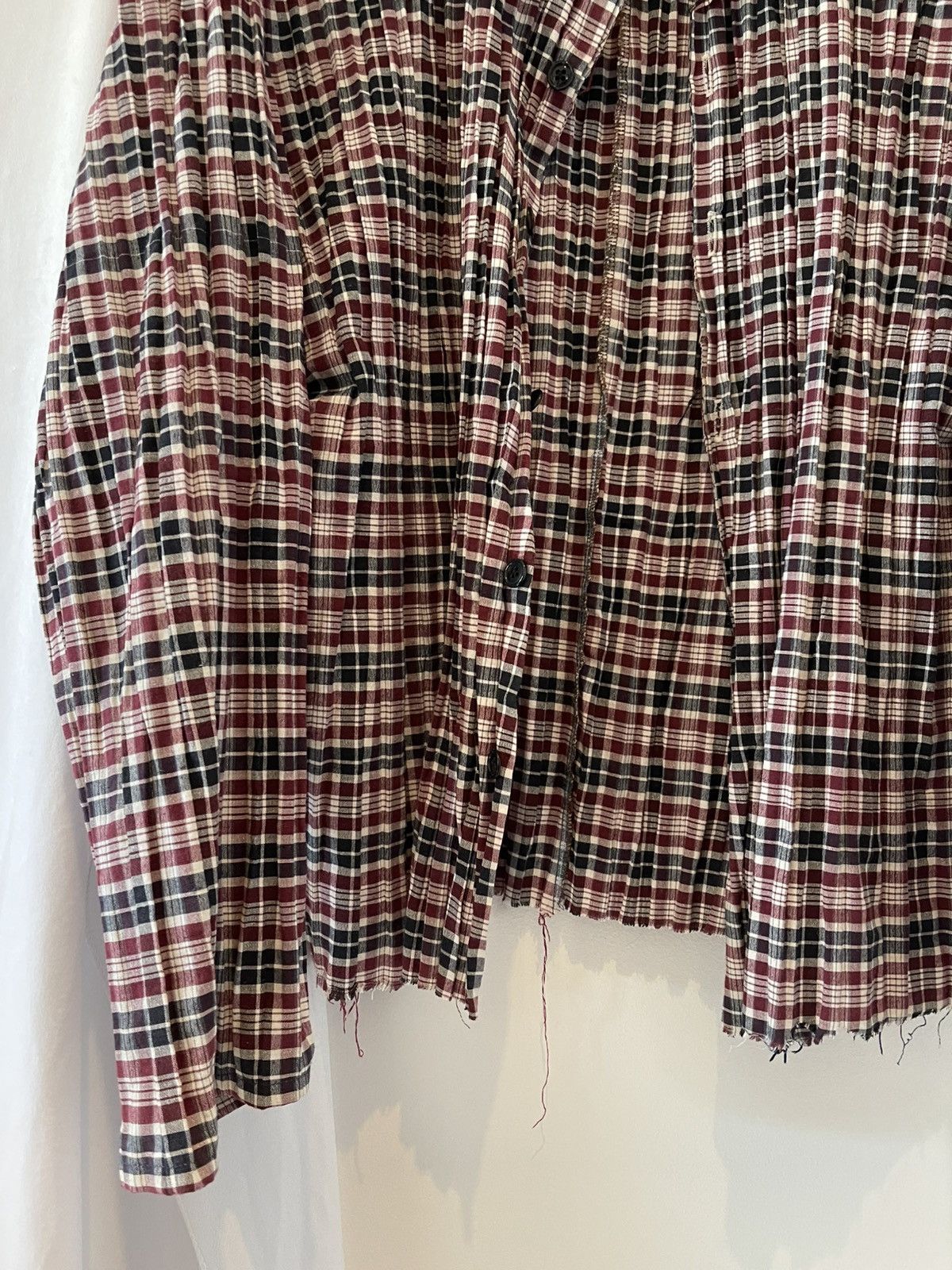 Chorley Raw Hem Pleated Oversized Flannel shirt Plaid issey style Size US L / EU 52-54 / 3 - 3 Thumbnail