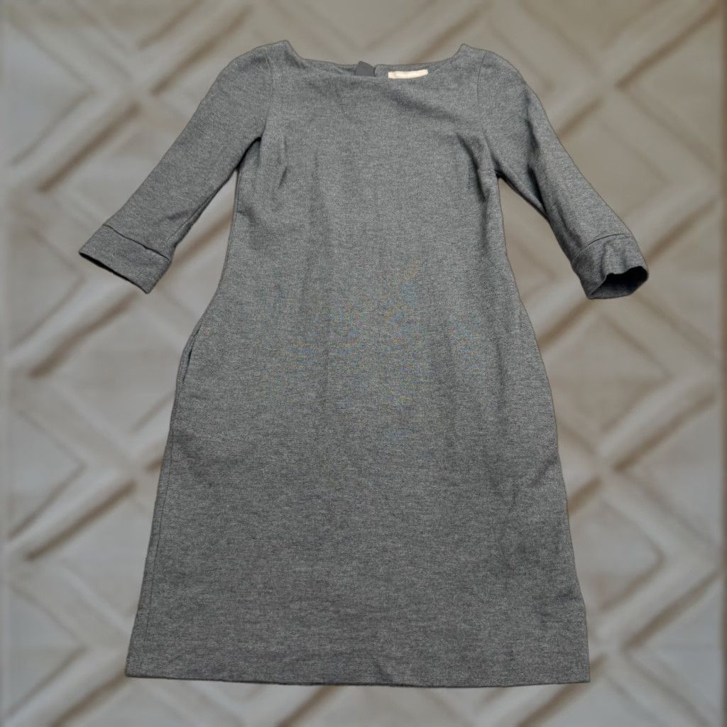 Banana Republic Banana Republic Dress Womens 00P Gray Midi Sheath Ponte Knit 3/4 Sleeve Pockets Size XXS / US 00 / IT 34 - 1 Thumbnail