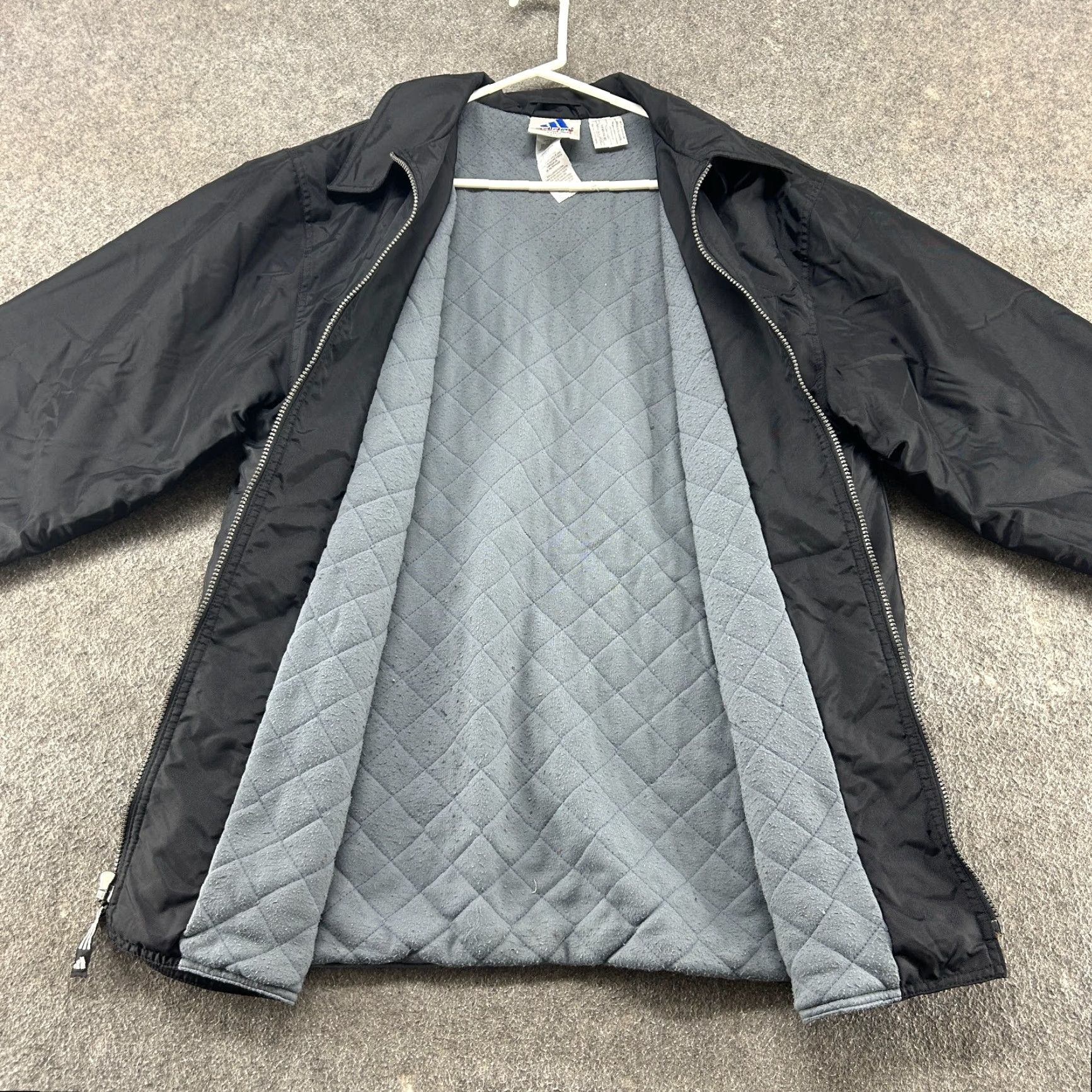 Adidas VINTAGE Adidas Jacket Mens L Black Parka Full Zip Quilted Lined Logo Nylon 90s Size US L / EU 52-54 / 3 - 6 Thumbnail