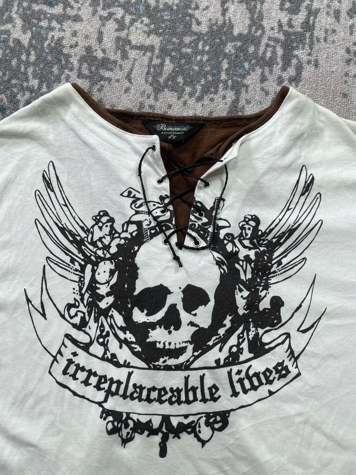 If Six Was Nine Beaumere Skull Lace Up Tee Size US XL / EU 56 / 4 - 2 Thumbnail
