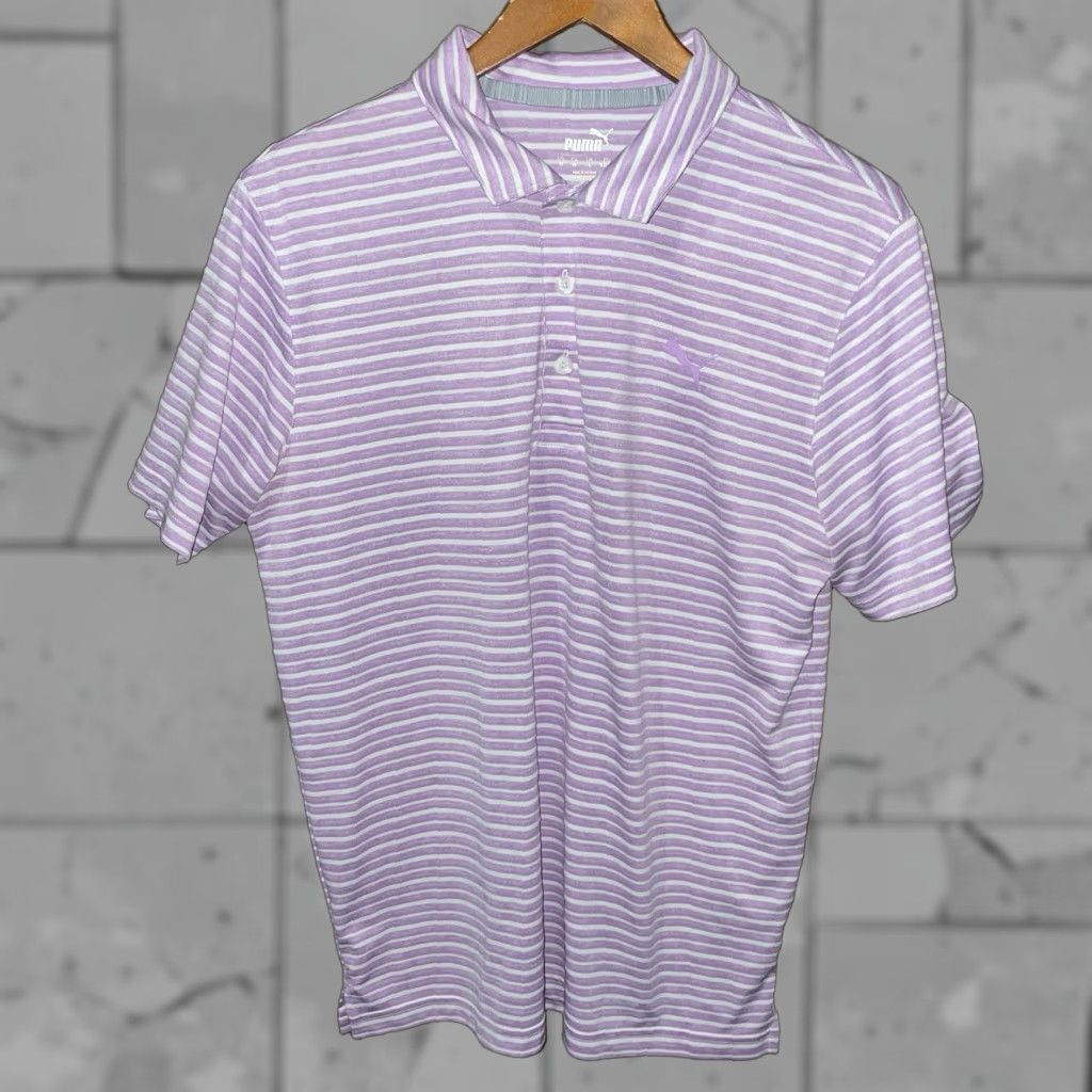 Puma PUMA Polo Shirt Mens Size M Purple Striped Polo Shirt Mens Medium Purple Striped Polo Shirt Mens Size US M / EU 48-50 / 2 - 1 Thumbnail
