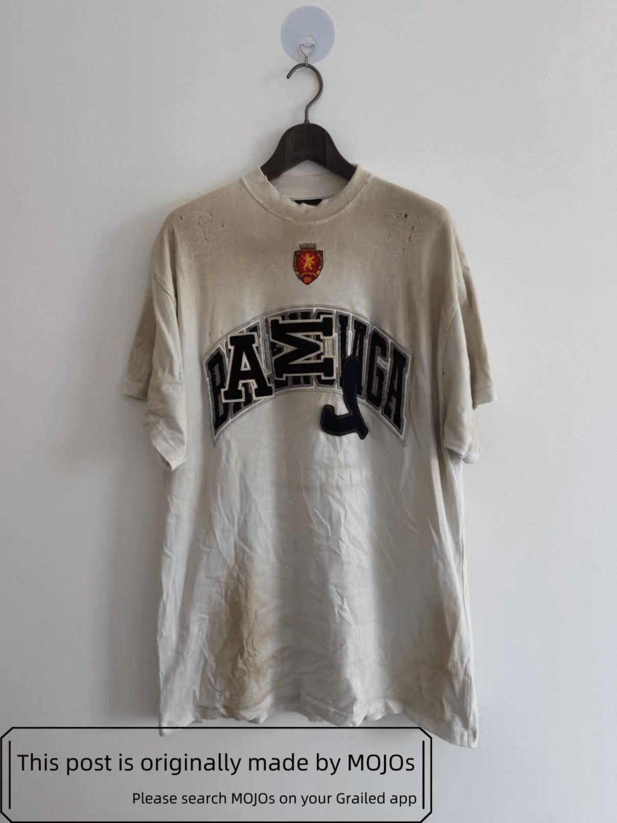 Balenciaga Sz 1 Heavy Distressed Logo Letters Patch Tee mojos210 Size US S / EU 44-46 / 1 - 1 Thumbnail