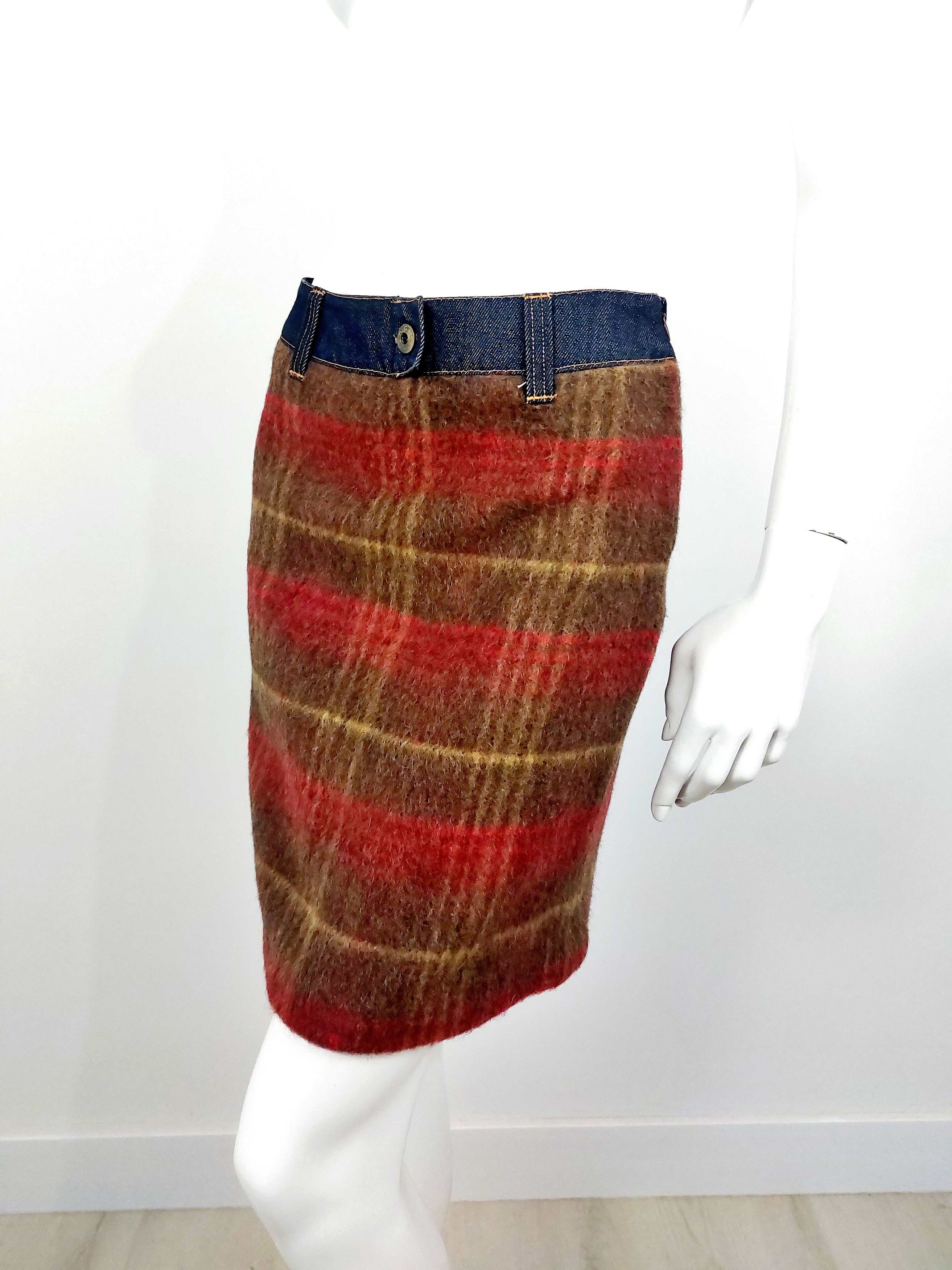 Dolce & Gabbana Dolce Gabbana D&G Tartan Irish Wool Mohair Denim Skirt Size 26" / US 2 / IT 38 - 6 Thumbnail