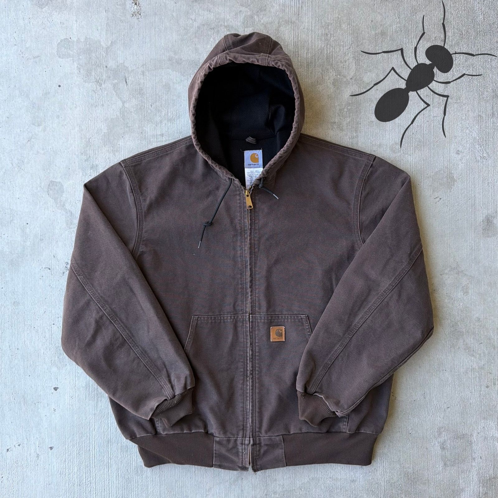 Carhartt J208 DKB brown hooded work wear jacket