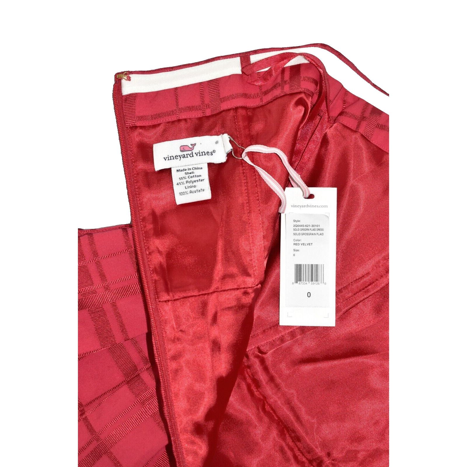 Vineyard Vines NWT VINEYARD VINES Red Velvet Grossgrain Plaid Mini Dress 0 Size XS / US 0-2 / IT 36-38 - 7 Thumbnail