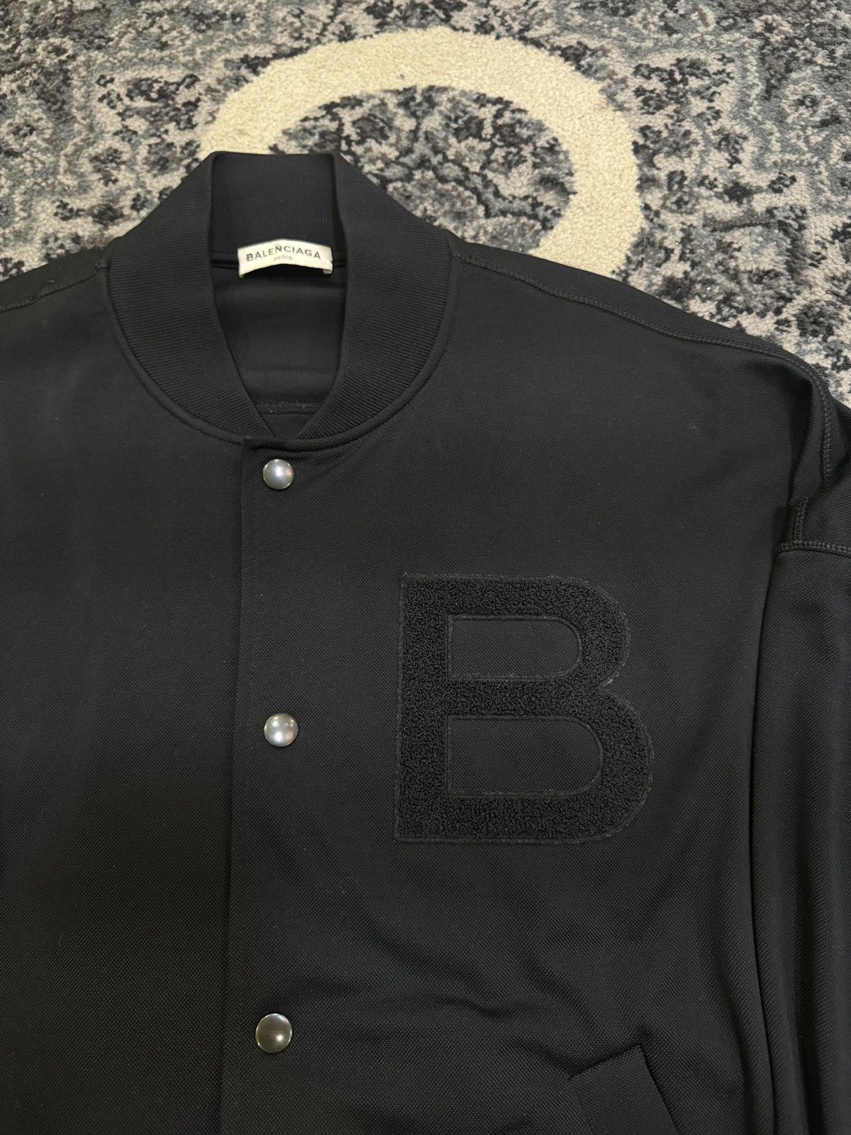 BALENCIAGA BLACK VARSITY SIZE LARGE Bombers