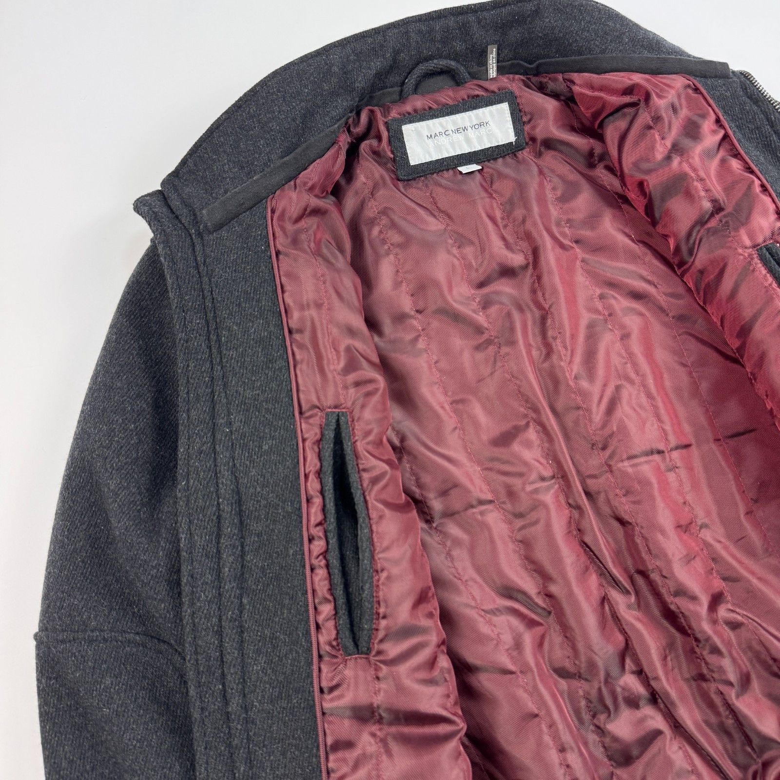 Andrew Marc Wool Blend Charcoal Gray Bomber Jacket Andrew Marc L Size US L / EU 52-54 / 3 - 10 Thumbnail
