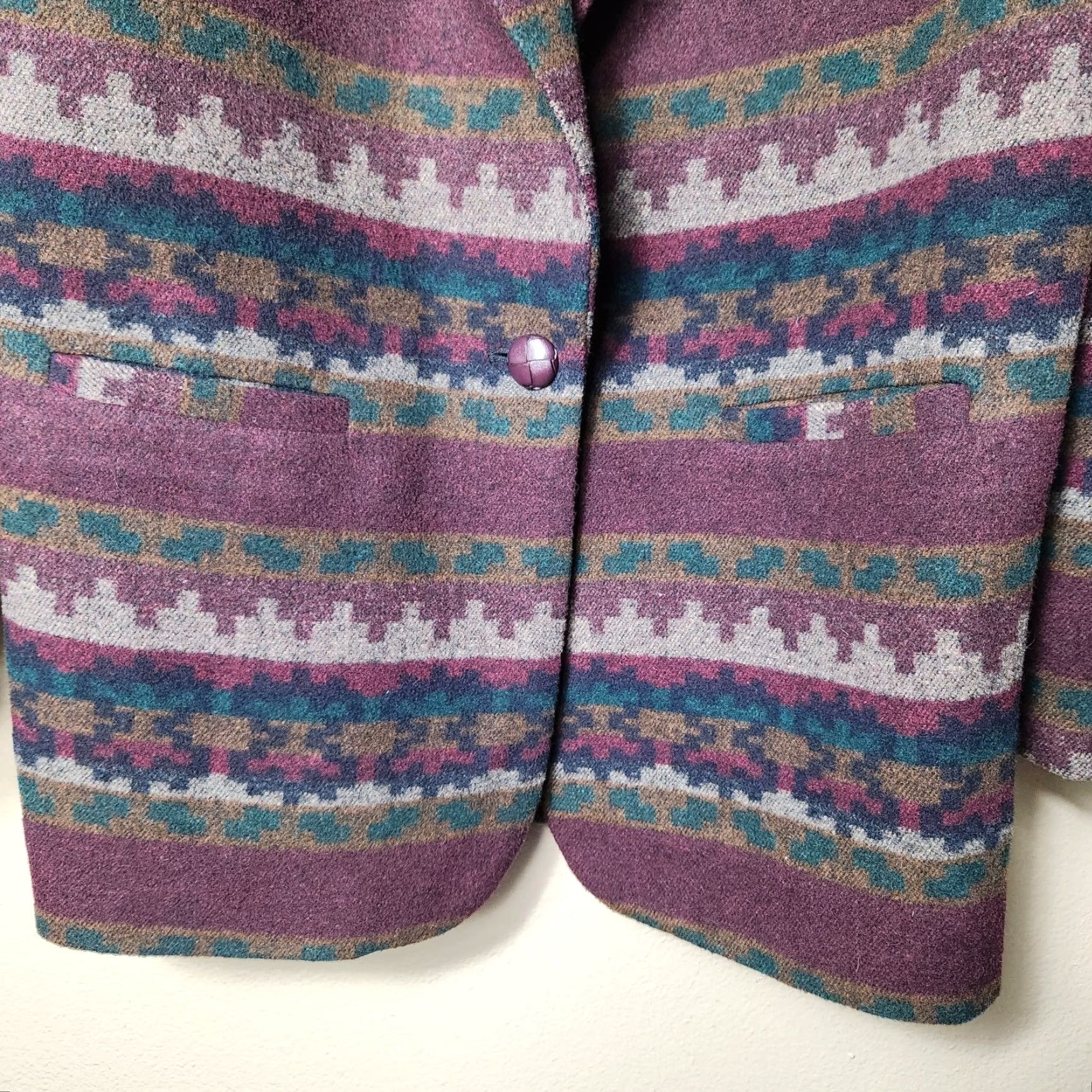 Vintage VINTAGE Braetan Southwestern Aztec Wool Blend One Button Blazer-Size L Womens Blazer Size L / US 10 / IT 46 - 3 Thumbnail