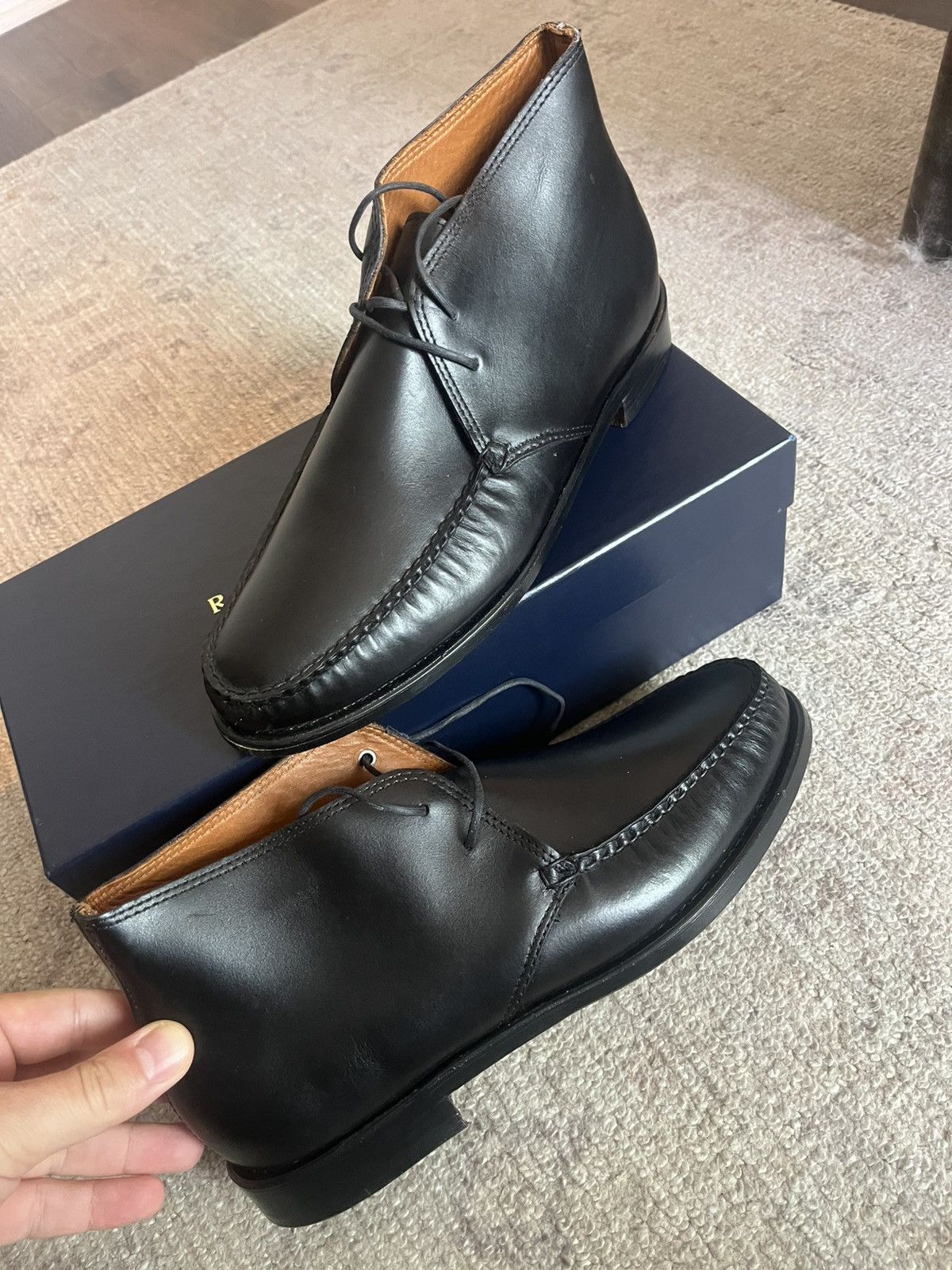Black Leather Polo RL Boots
