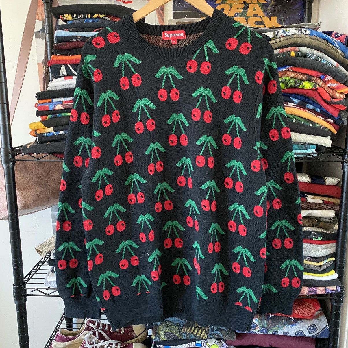 Supreme Supreme Cherry Sweater Black 2014 Size US XL / EU 56 / 4 - 1 Thumbnail