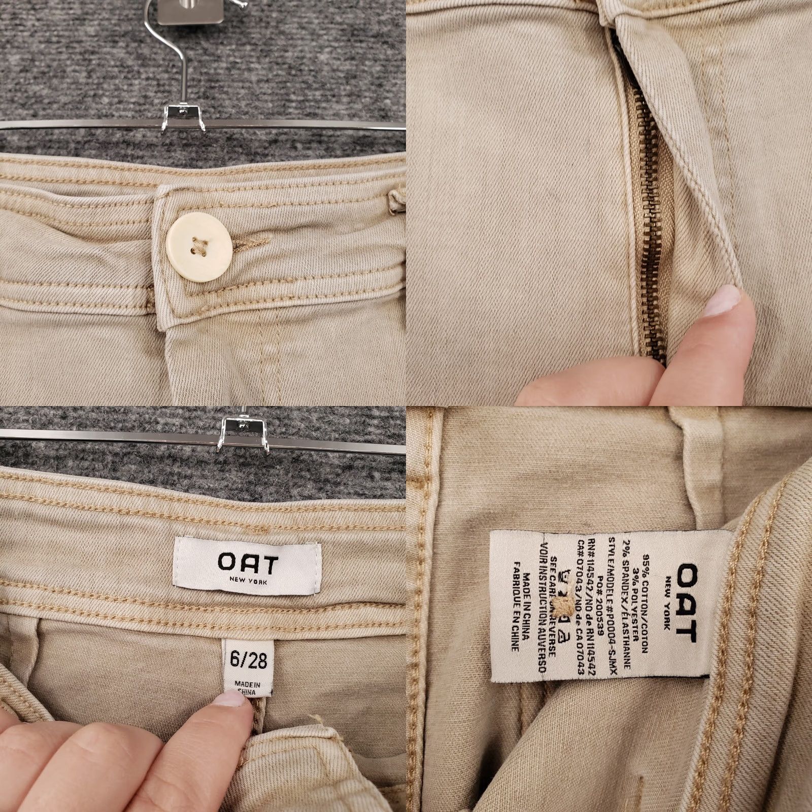 Vintage Oat Beige Wide-Leg High Rise Pants Womens 6 28 Flat Front Zip Fly Cotton Blend Spandex Size 28" / US 6 / IT 42 - 9 Thumbnail