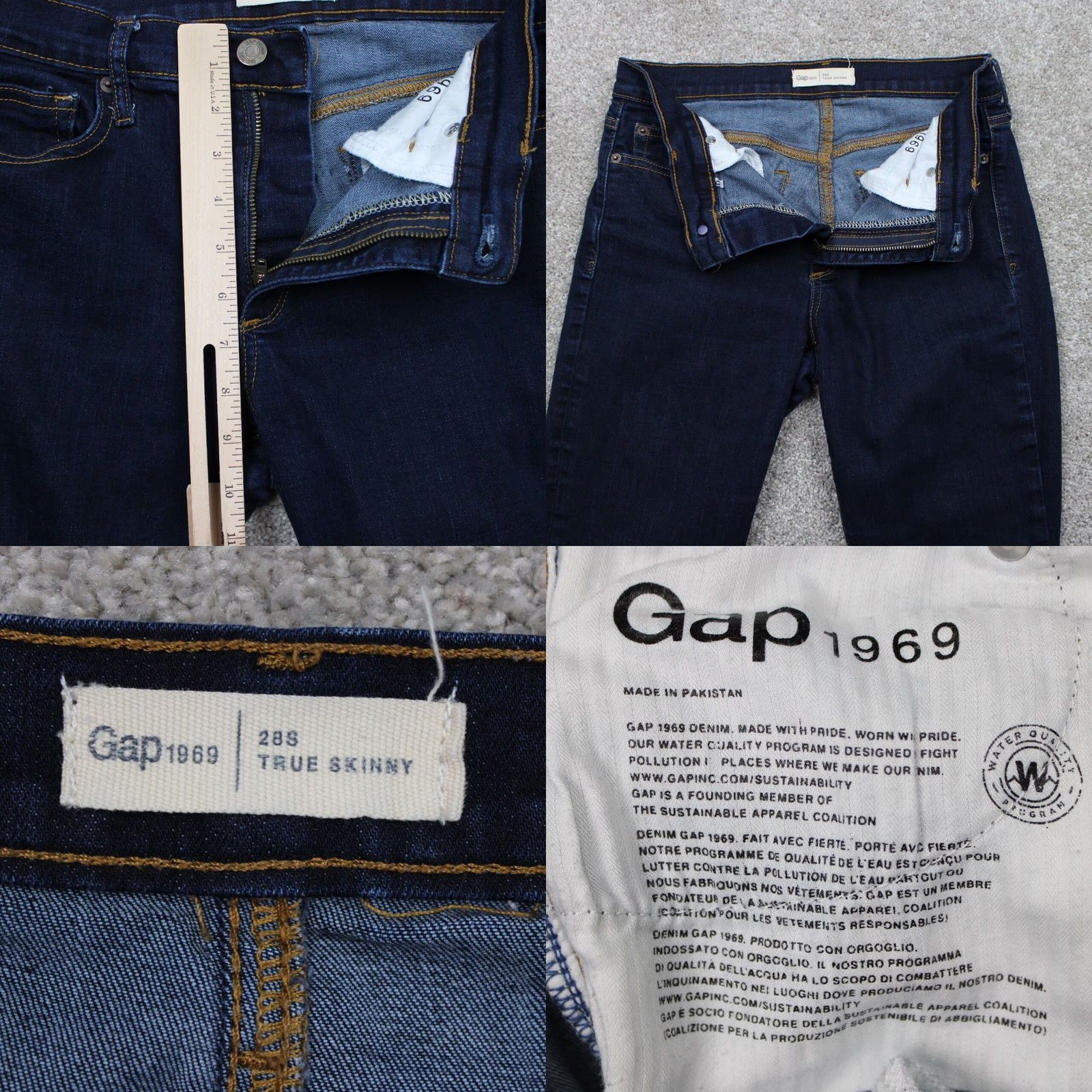 Gap GAP True Skinny Jeans Womens 6 Blue Denim 5-Pocket Stretch 26" Inseam Jeans Size 28" / US 6 / IT 42 - 8 Thumbnail