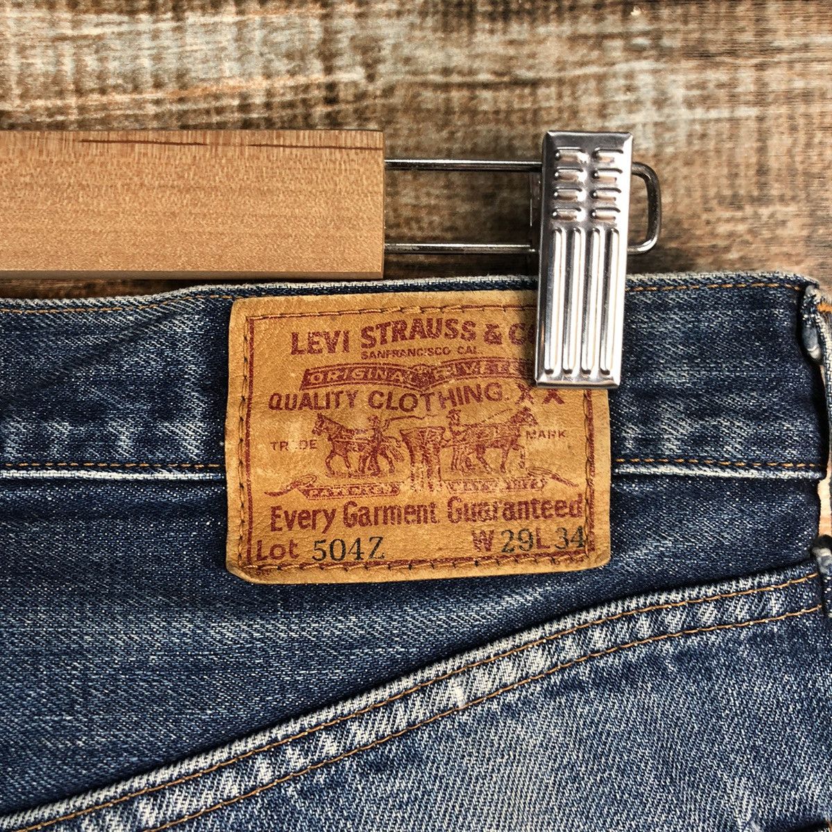 Levi's D Levis 504 Big E selvedge Distressed Denim Pants #A2579 Size US 29 - 20 Thumbnail