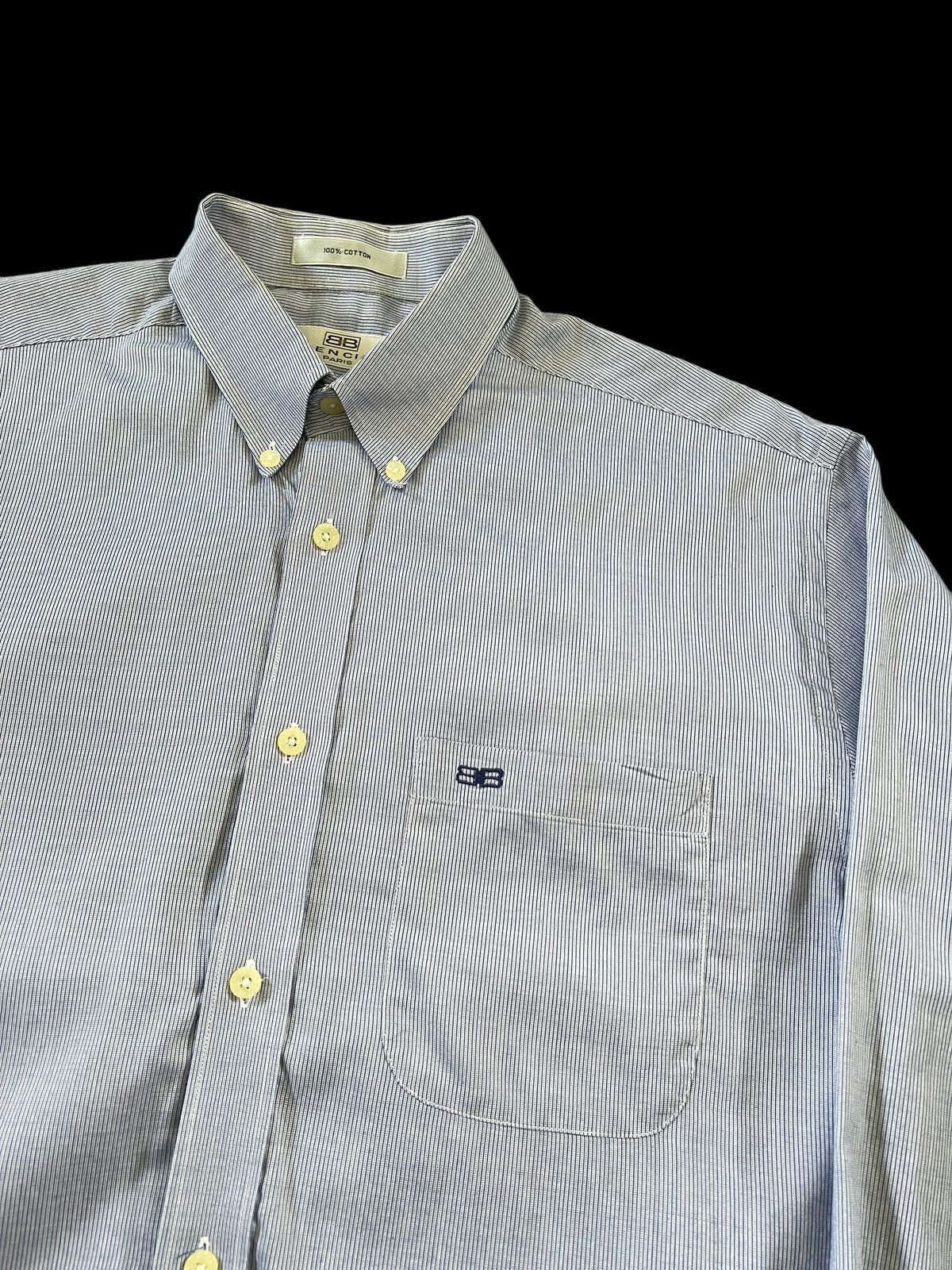 Balenciaga × Vintage Vintage Balenciaga Classic Logo Blue Stripes Button Up Shirt Size US L / EU 52-54 / 3 - 3 Thumbnail
